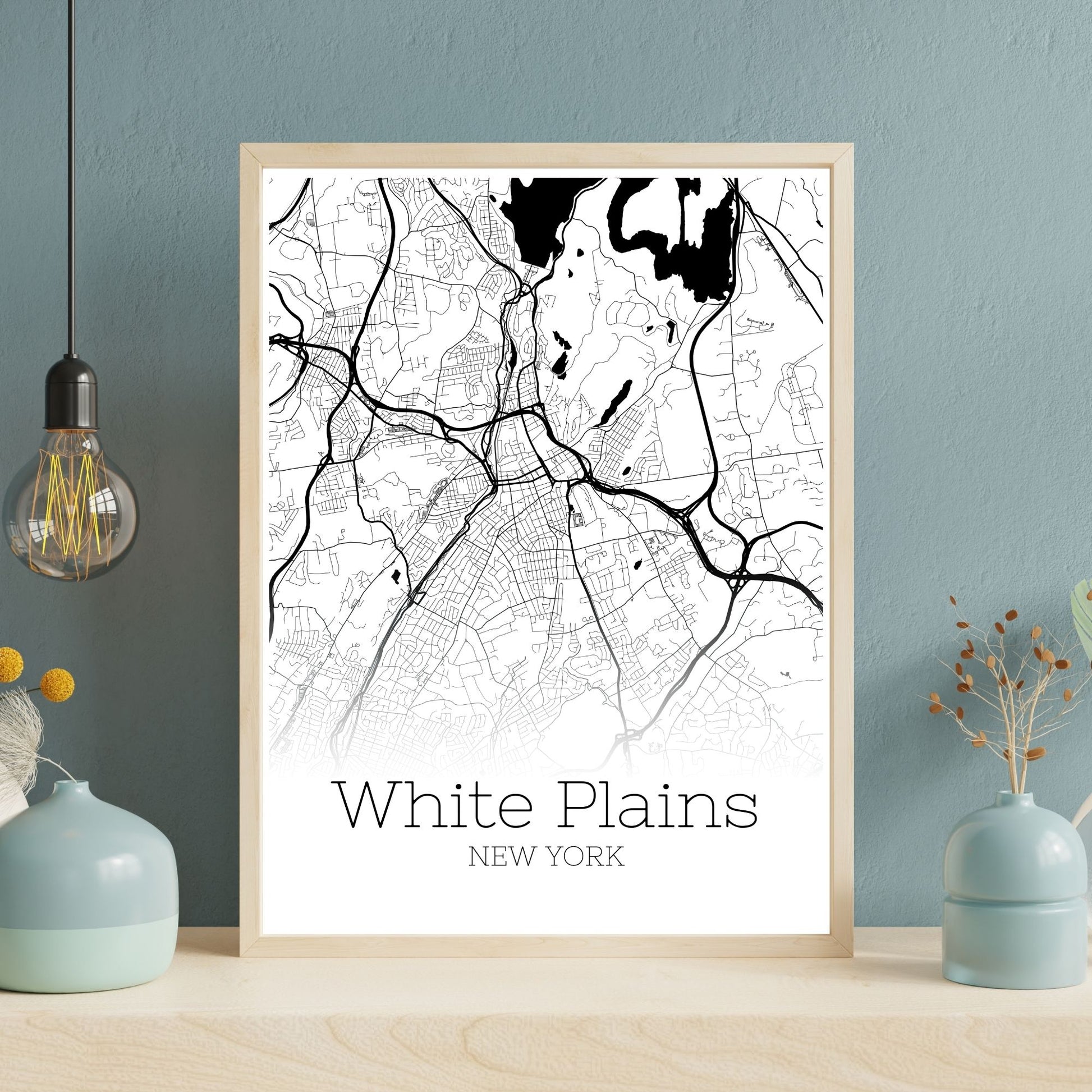 White Plains New York City Map Poster - GroovyGrove