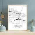 Highland California City Map Poster - GroovyGrove