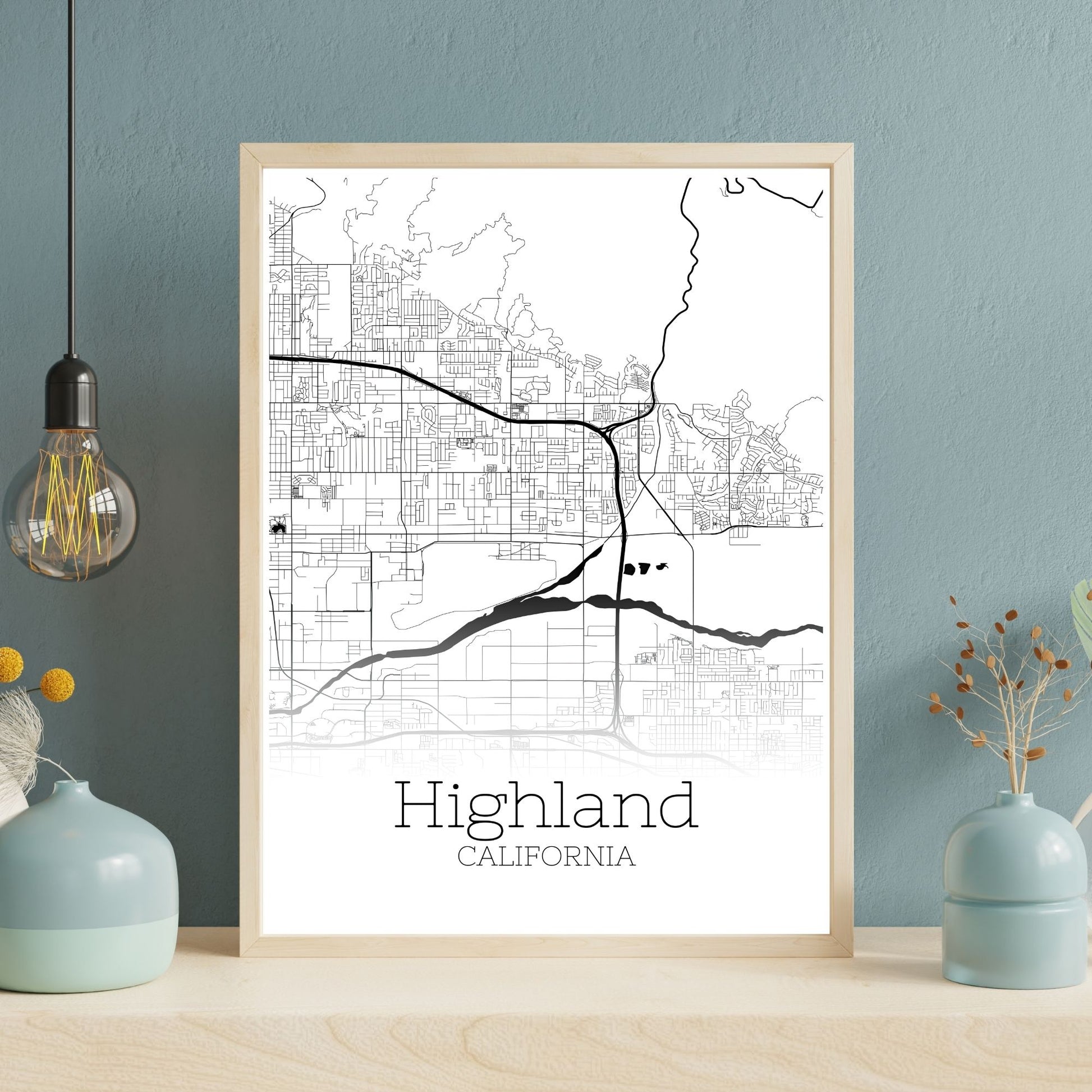 Highland California City Map Poster - GroovyGrove