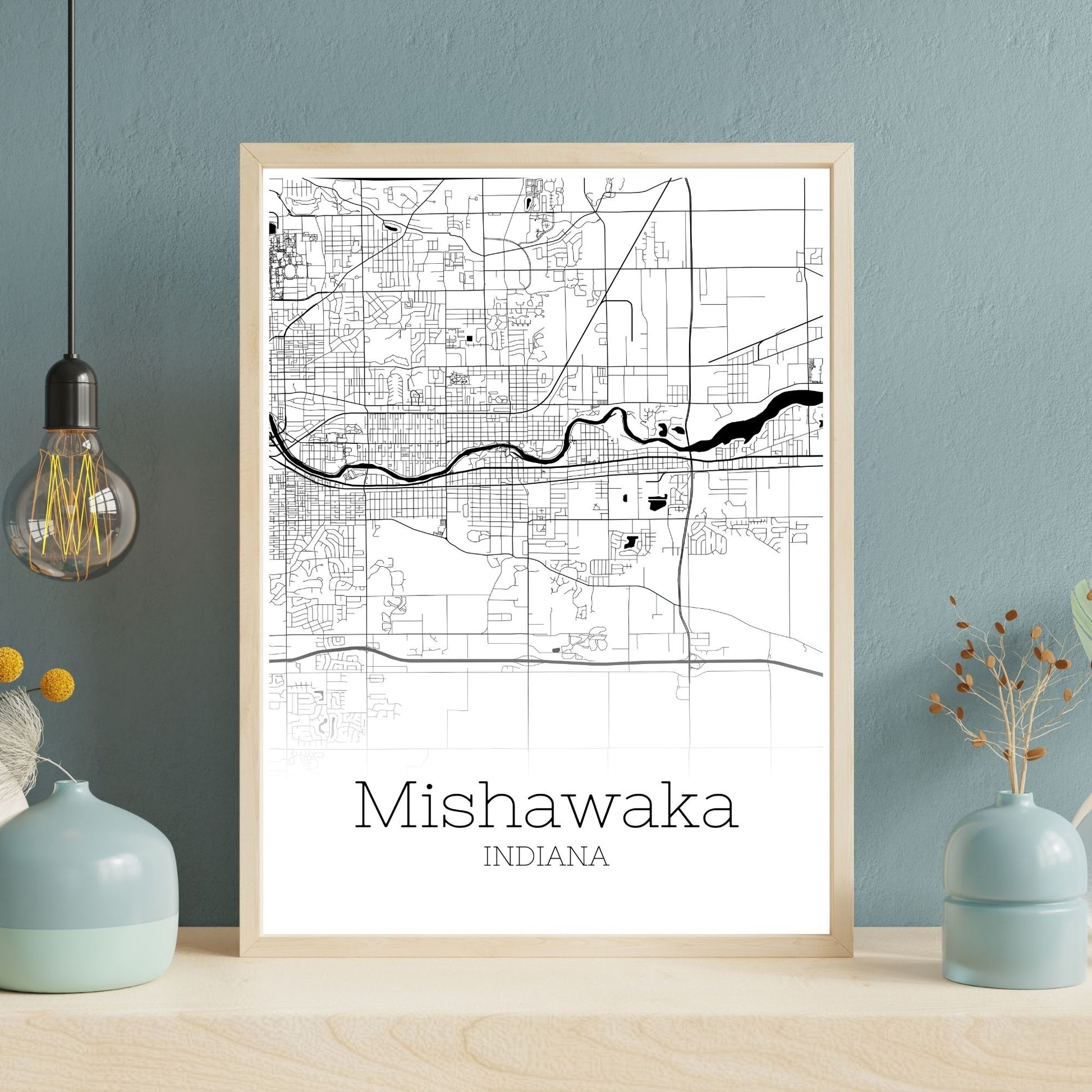 Mishawaka Indiana City Map Poster - GroovyGrove