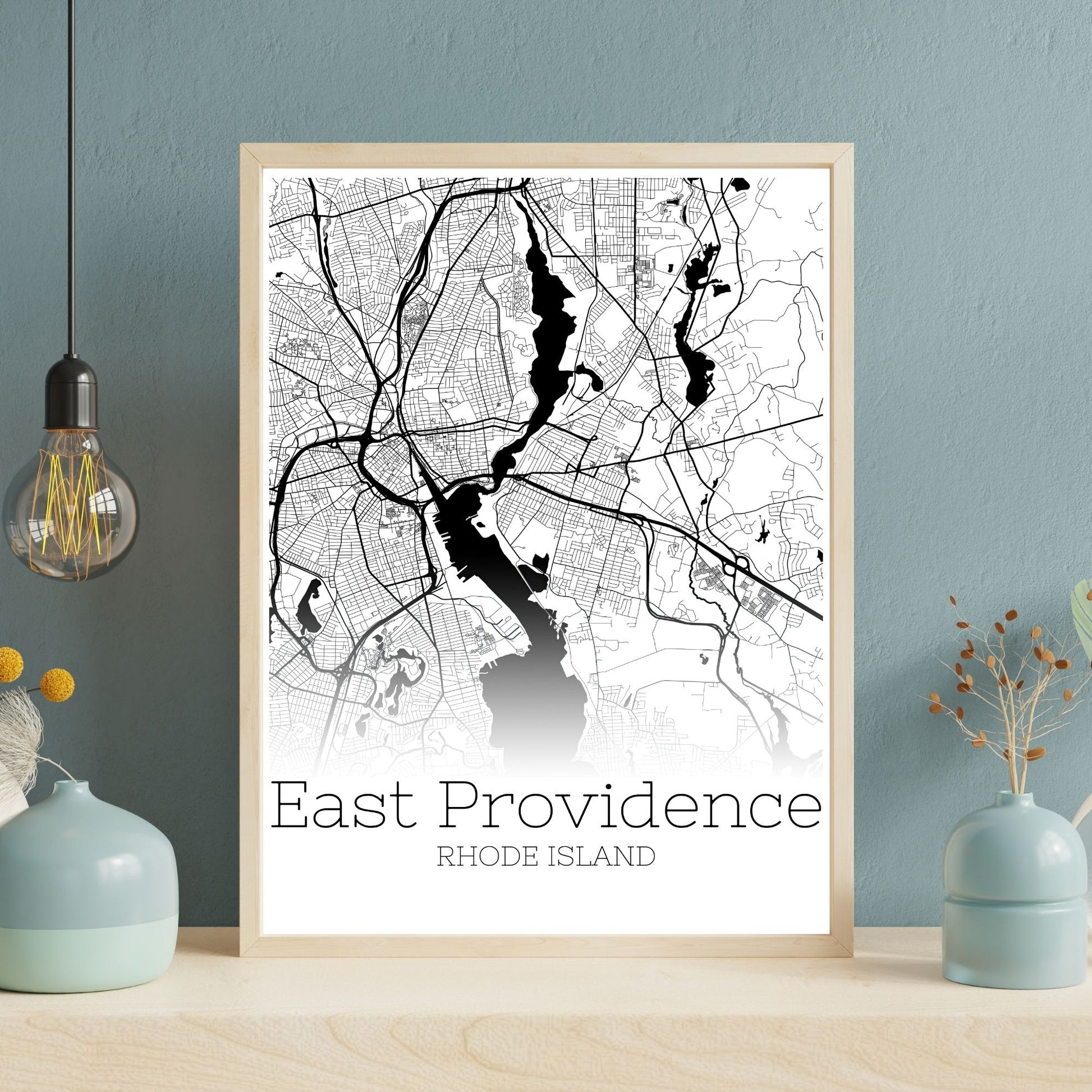 East Providence Rhode Island City Map Poster - GroovyGrove