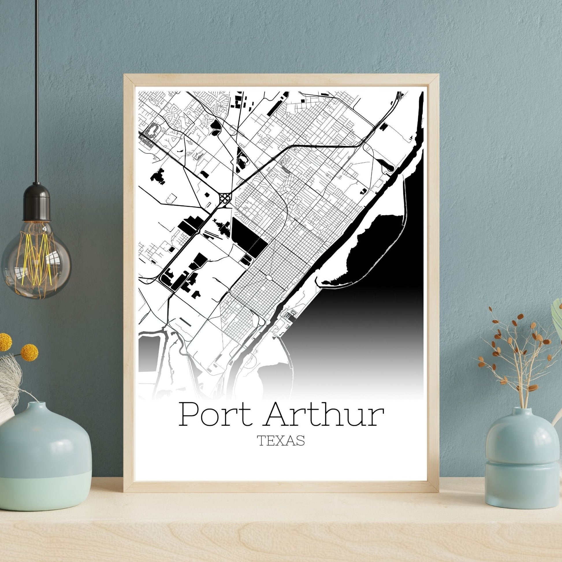 Port Arthur Texas City Map Poster - GroovyGrove