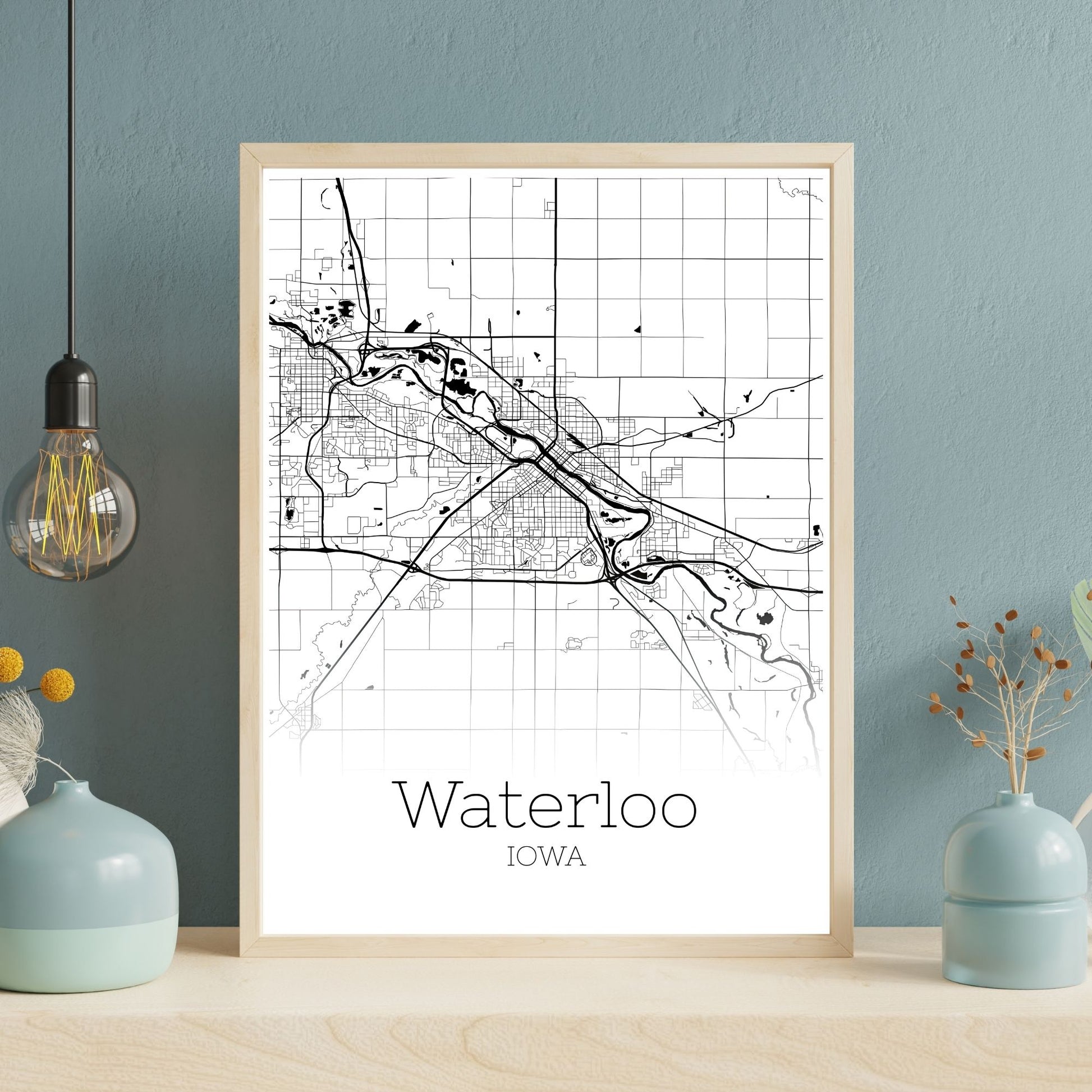 Waterloo Iowa City Map Poster - GroovyGrove