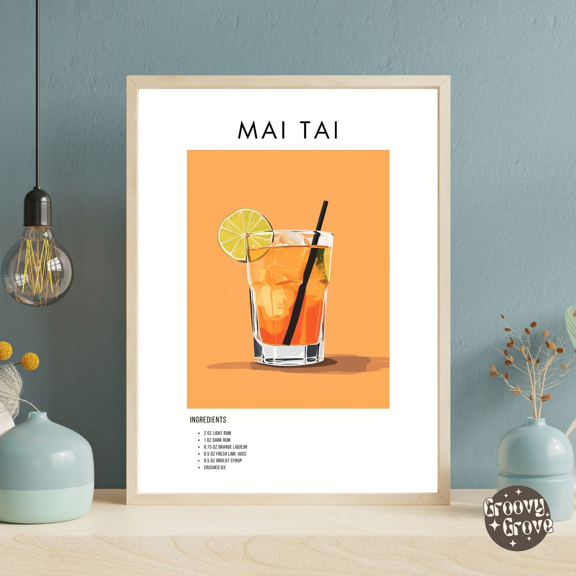 Mai Tai Retro Cocktail Poster - GroovyGrove