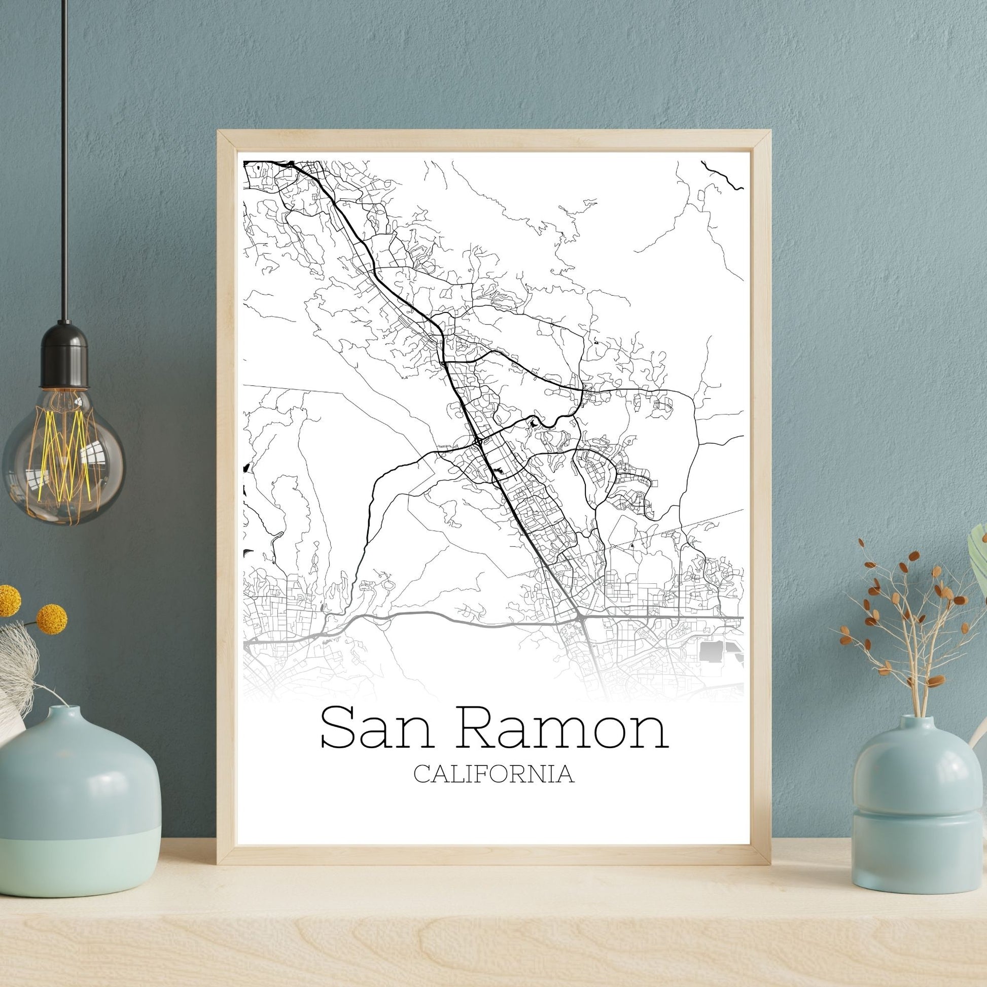 San Ramon California City Map Poster - GroovyGrove