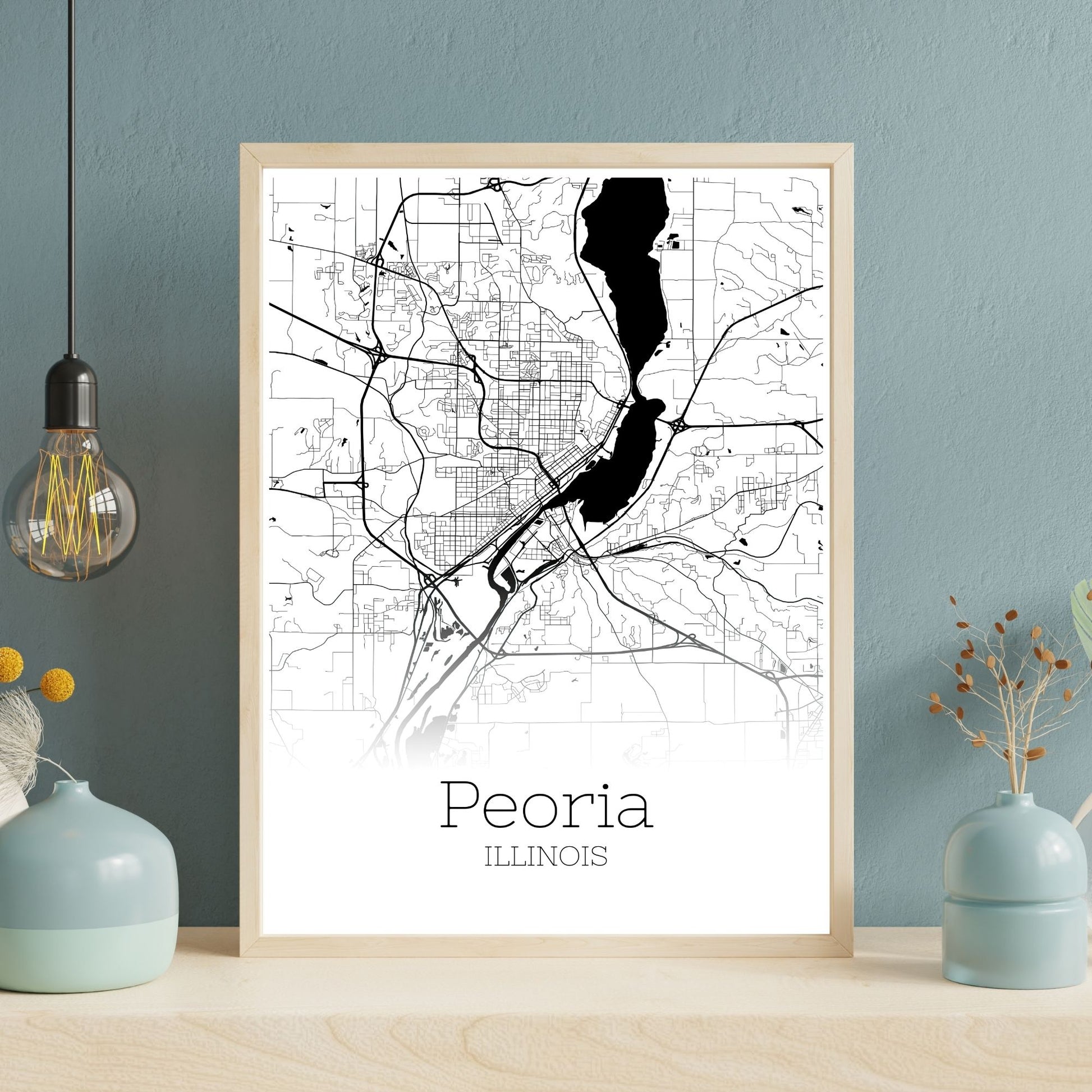 Peoria Illinois City Map Poster - GroovyGrove