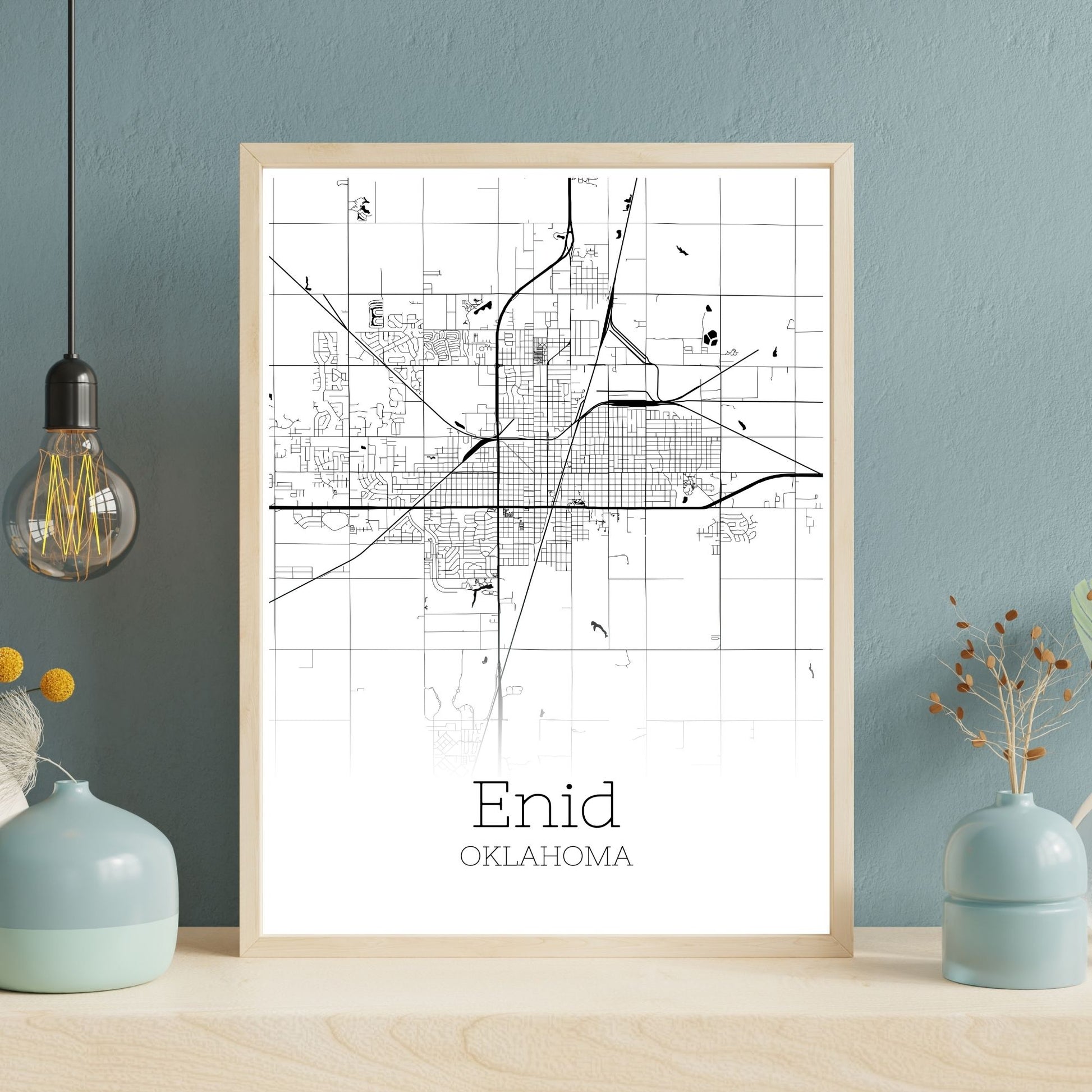 Enid Oklahoma City Map Poster - GroovyGrove