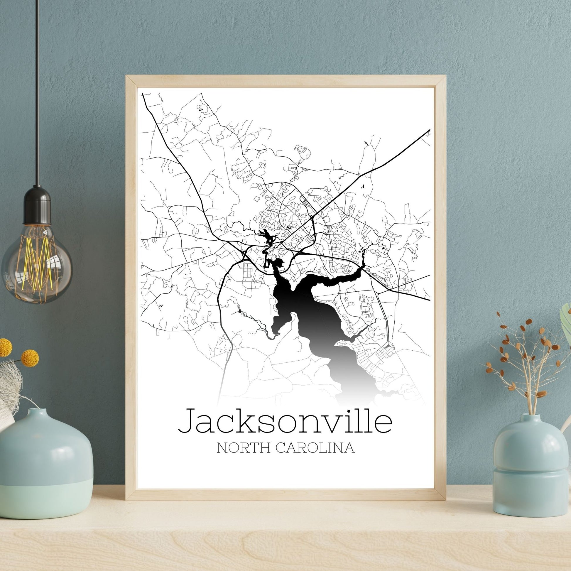 Jacksonville North Carolina City Map Poster - GroovyGrove