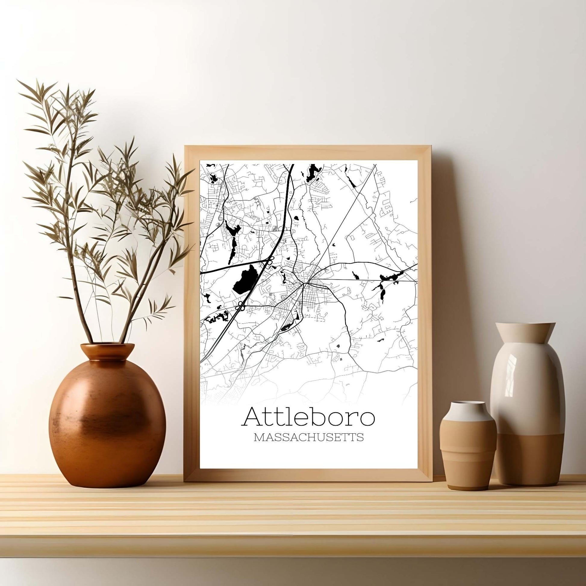 Attleboro Massachusetts City Map Poster - GroovyGrove