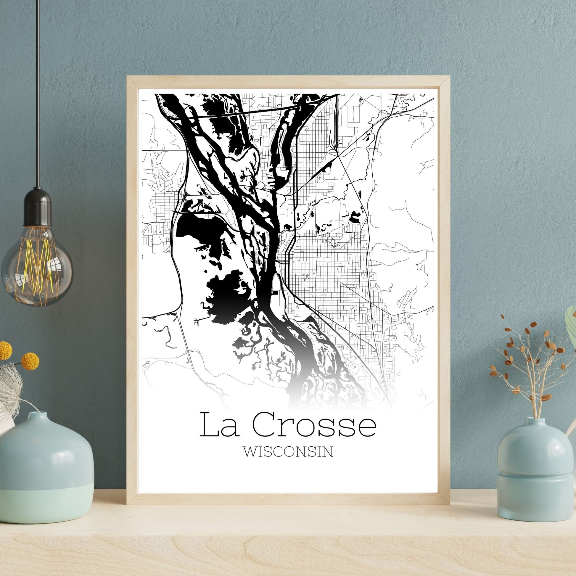 La Crosse Wisconsin City Map Poster - GroovyGrove