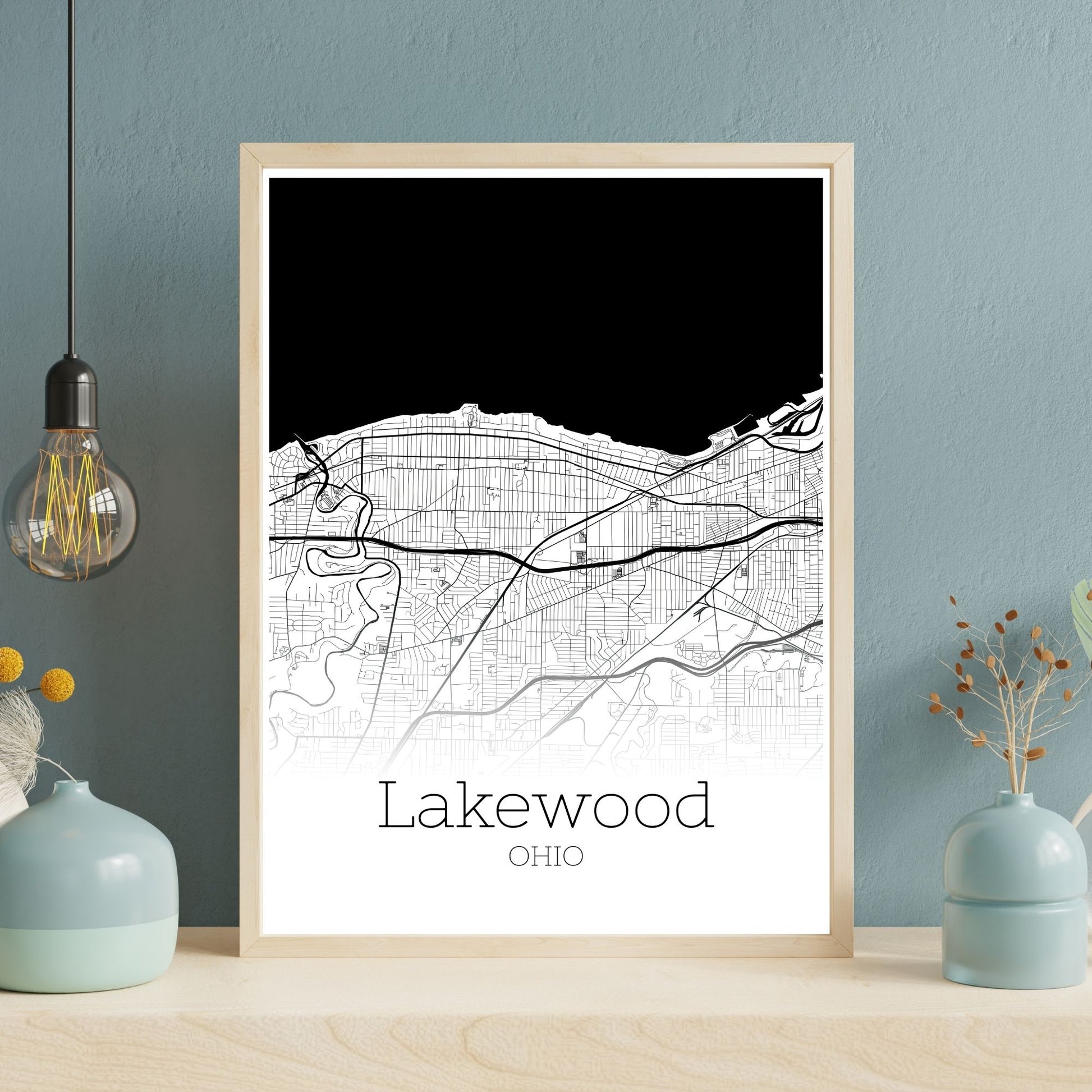 Lakewood Ohio City Map Poster - GroovyGrove