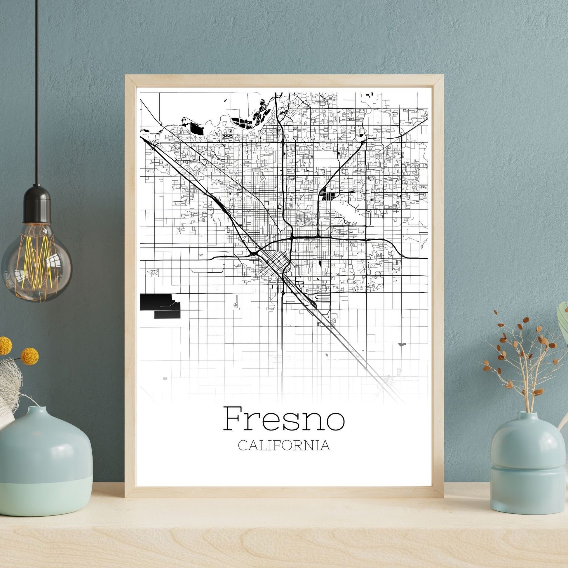 Fresno California City Map Poster - GroovyGrove