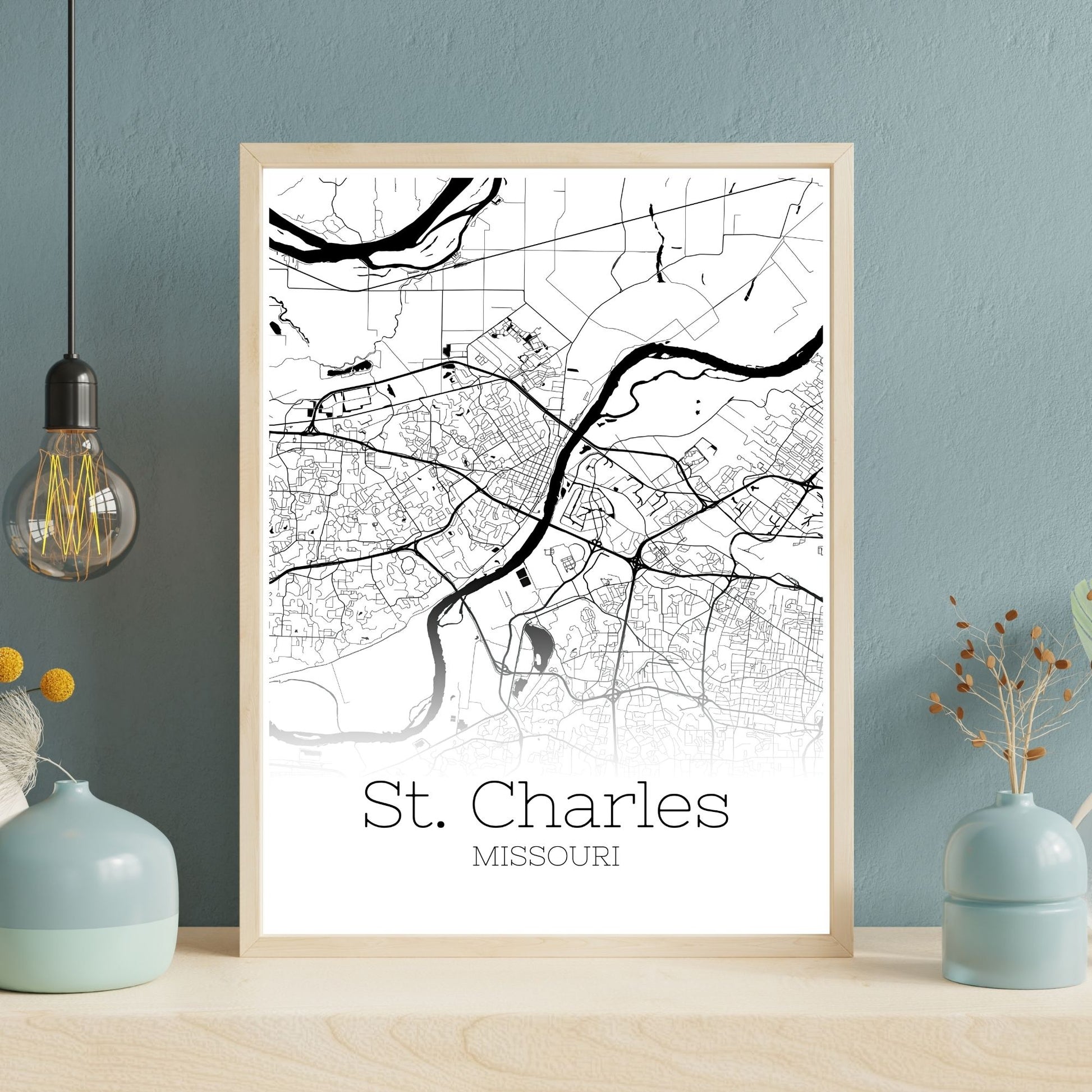 St. Charles Missouri City Map Poster - GroovyGrove