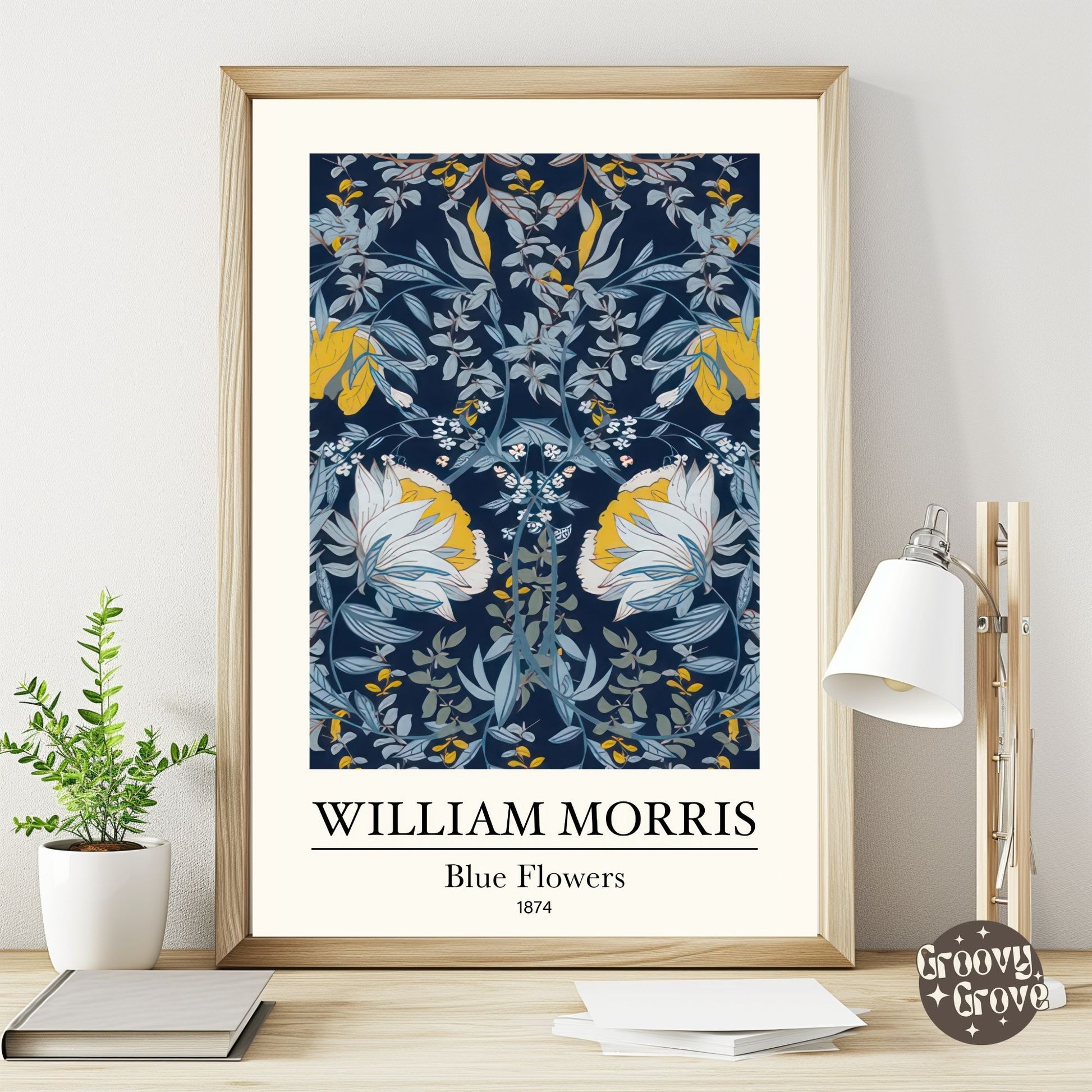 Blue Flowers 1874 William Morris Poster - GroovyGrove