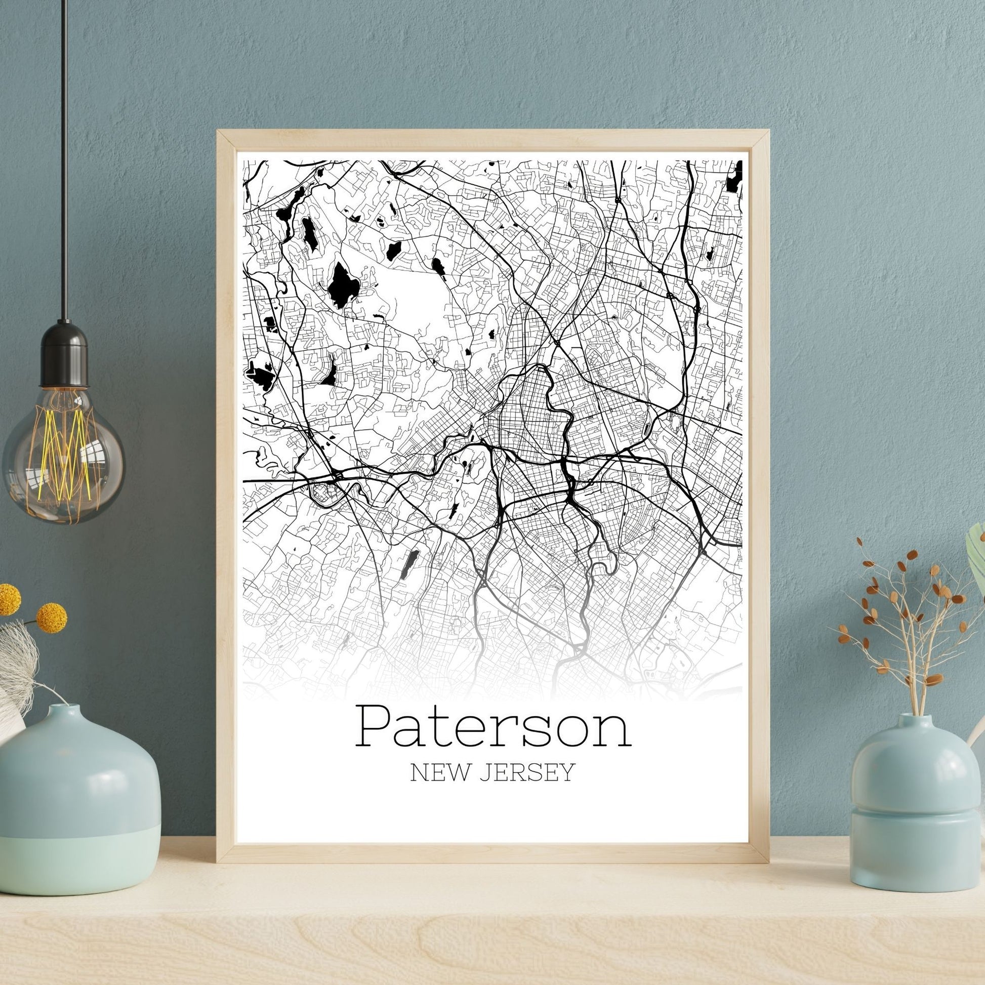 Paterson New Jersey City Map Poster - GroovyGrove