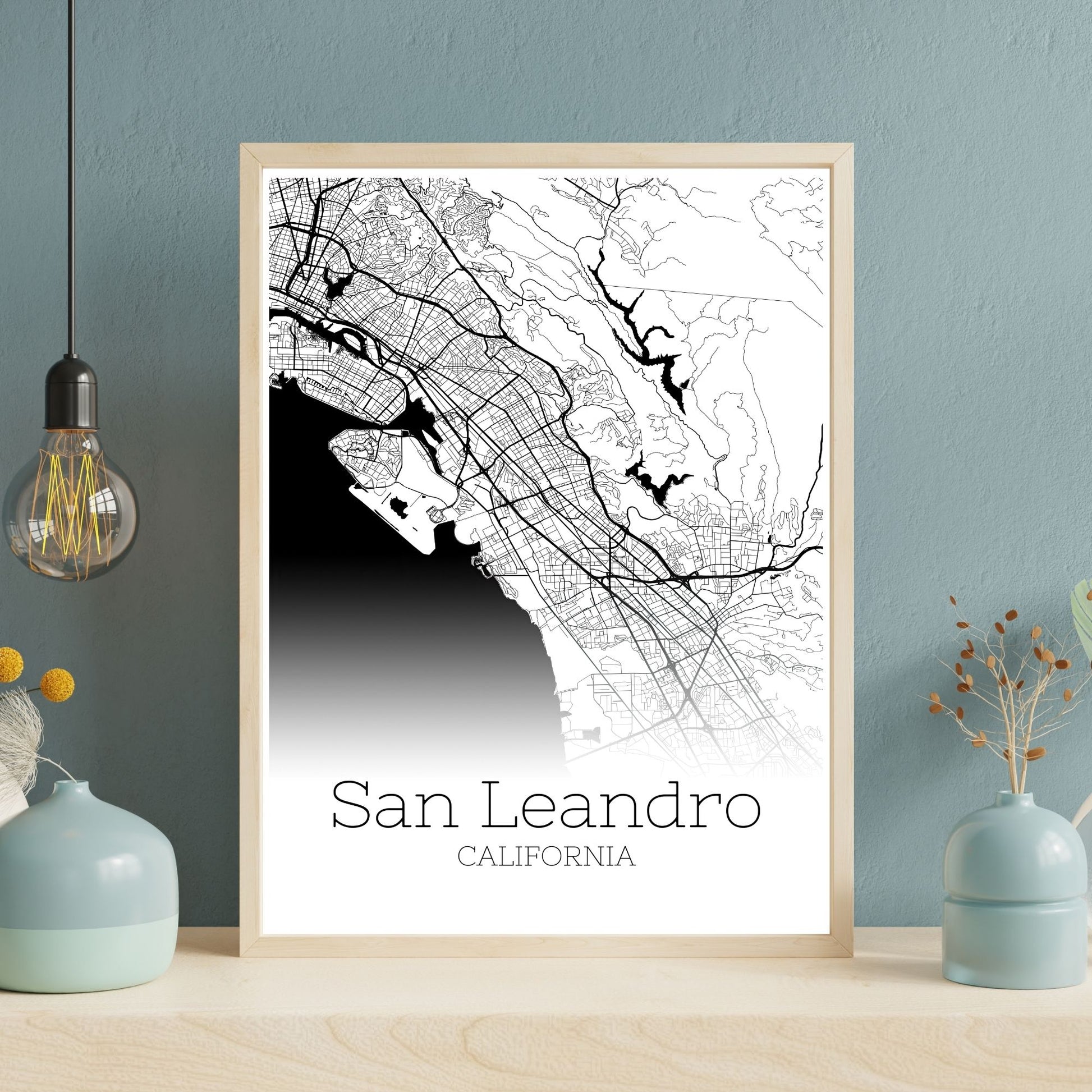 San Leandro California City Map Poster - GroovyGrove