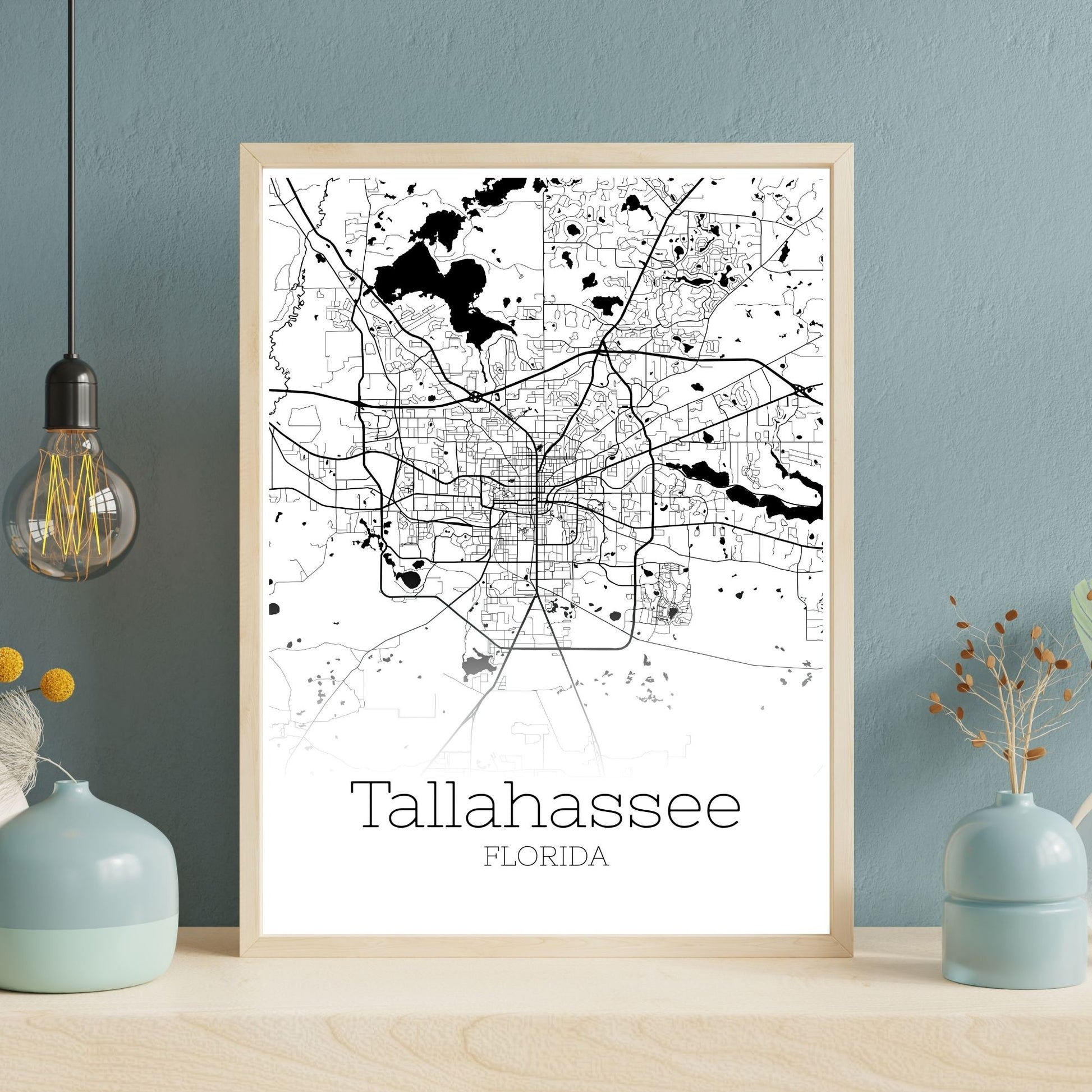 Tallahassee Florida City Map Poster - GroovyGrove