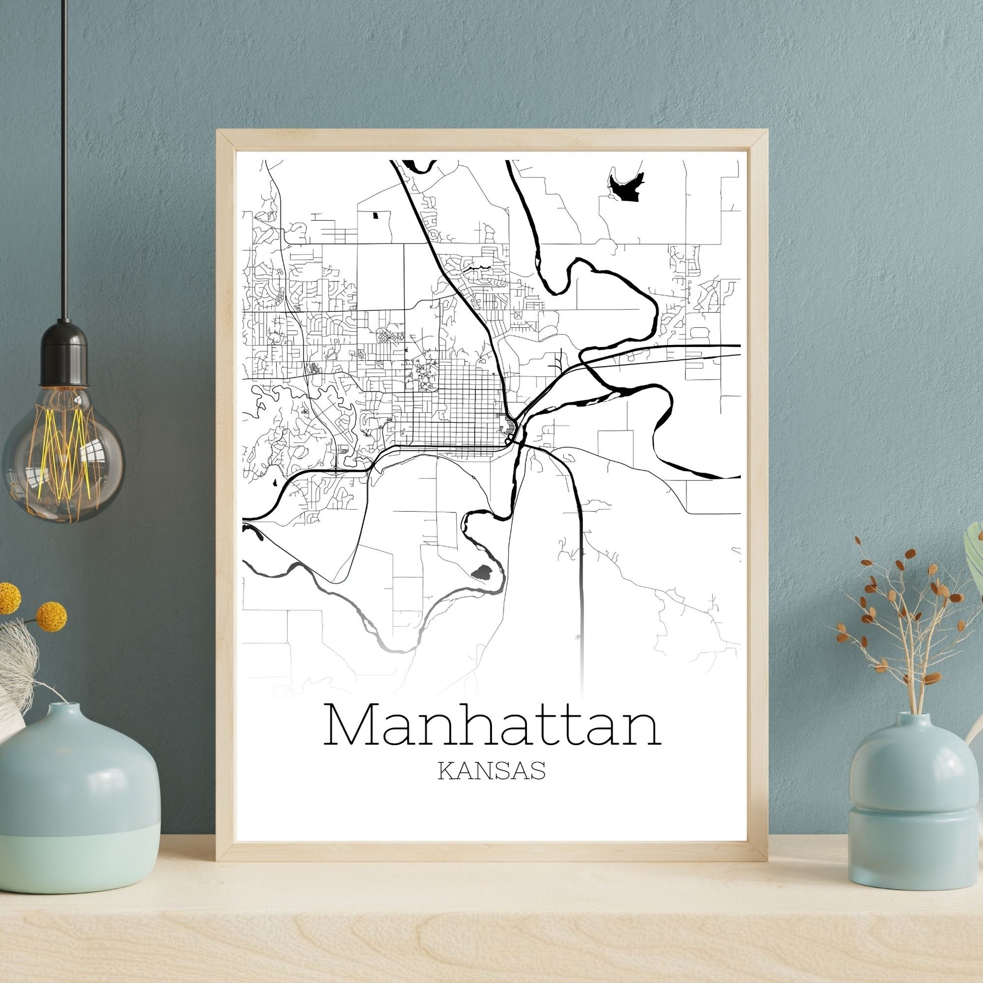 Manhattan Kansas City Map Poster - GroovyGrove