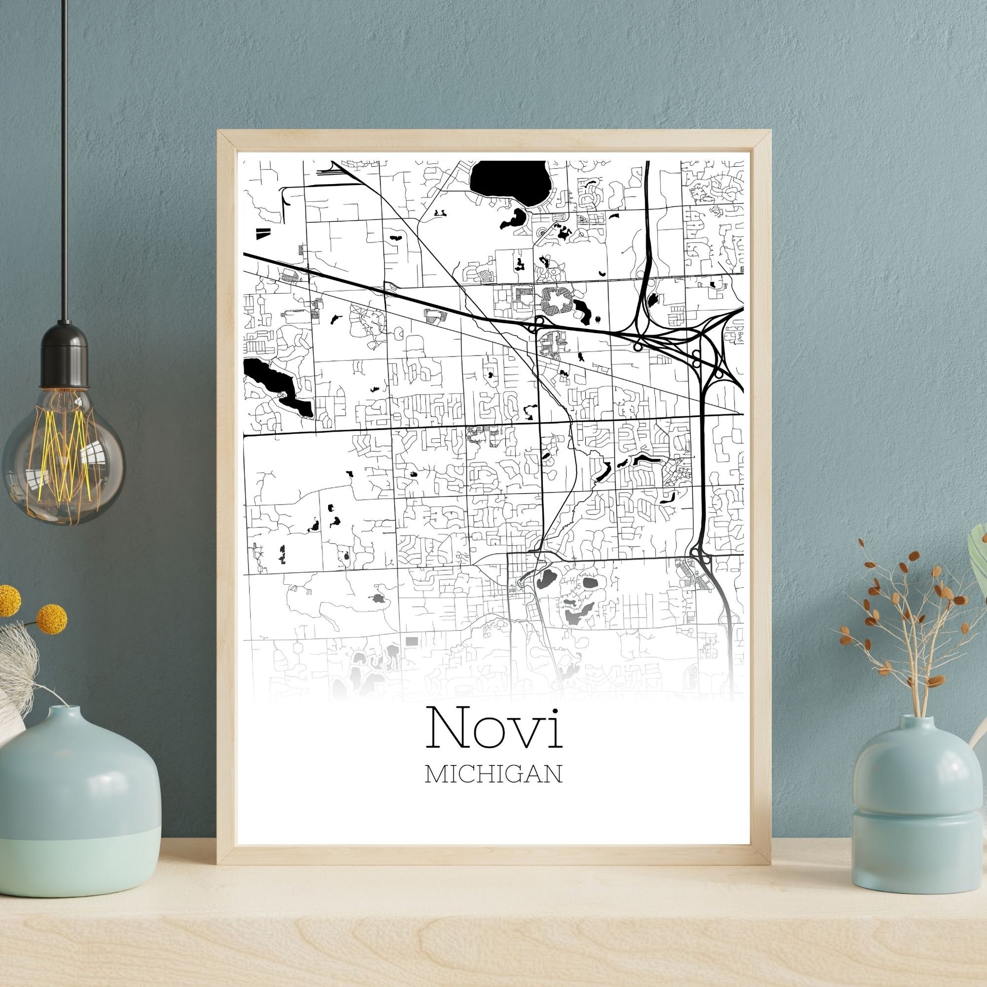 Novi Michigan City Map Poster - GroovyGrove