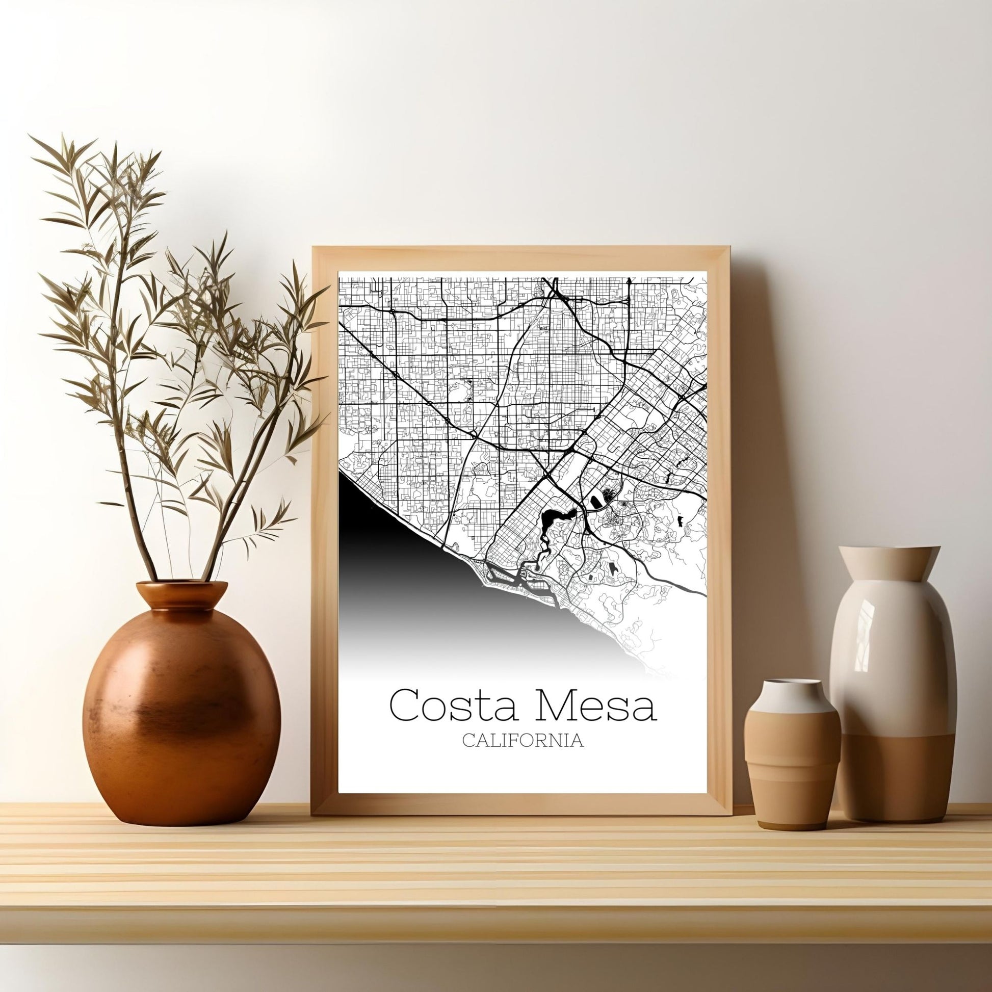 Costa Mesa California City Map Poster - GroovyGrove