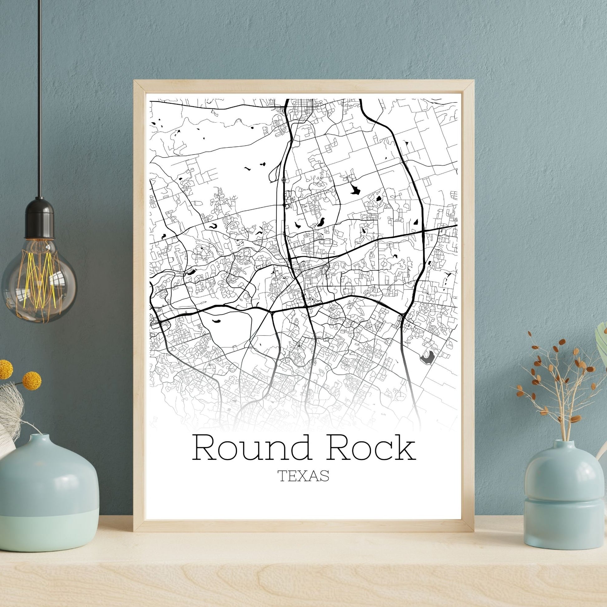 Round Rock Texas City Map Poster - GroovyGrove