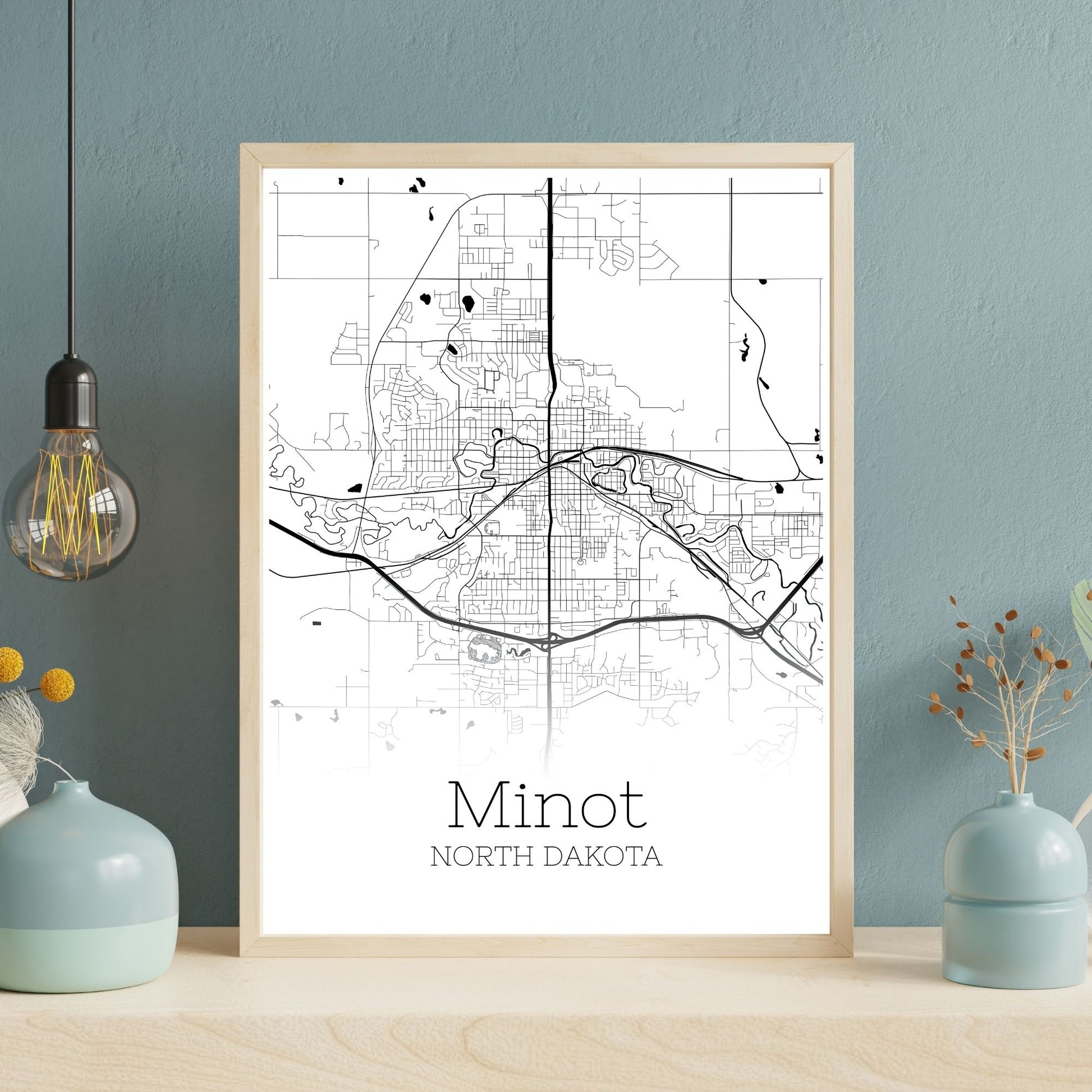 Minot North Dakota City Map Poster - GroovyGrove