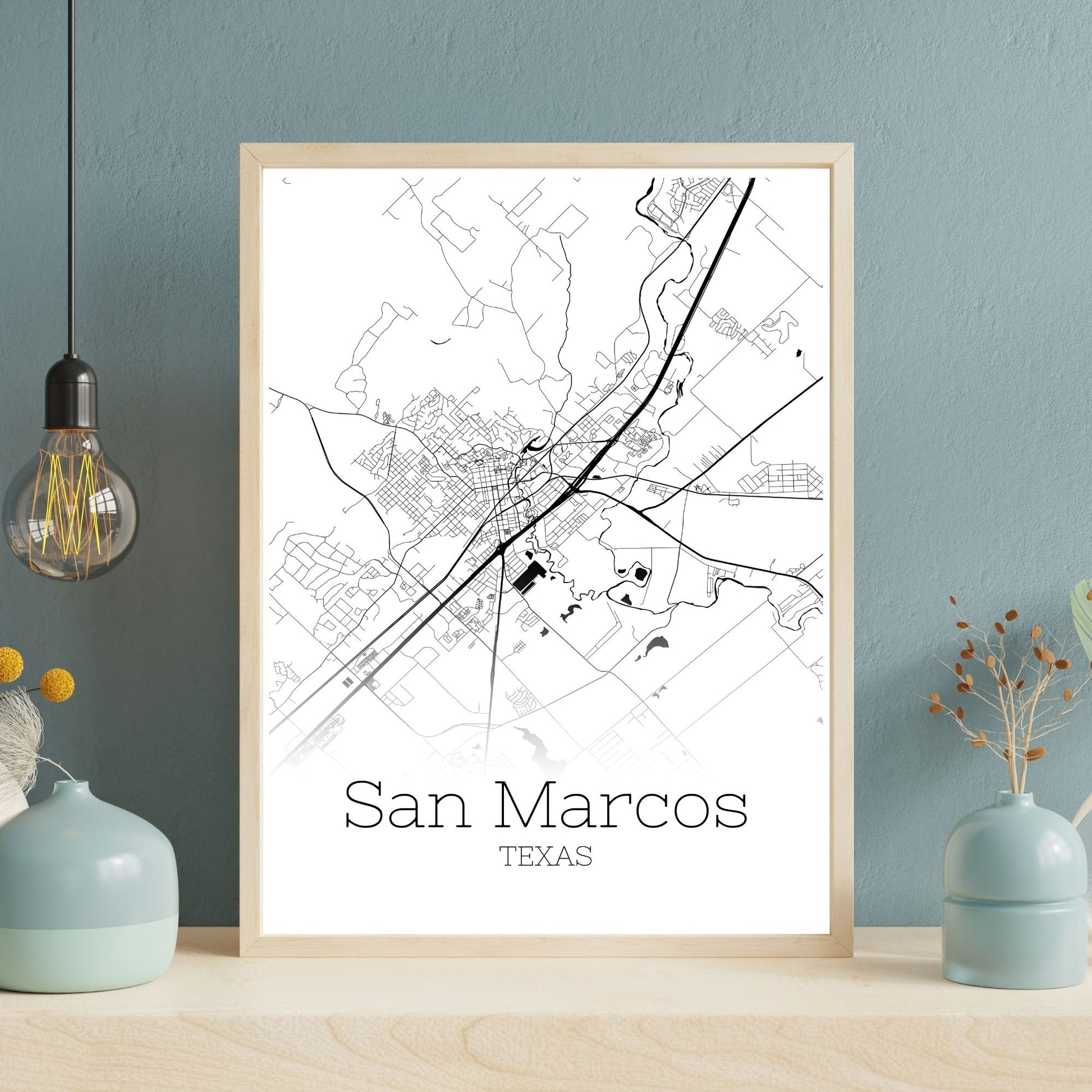 San Marcos Texas City Map Poster - GroovyGrove