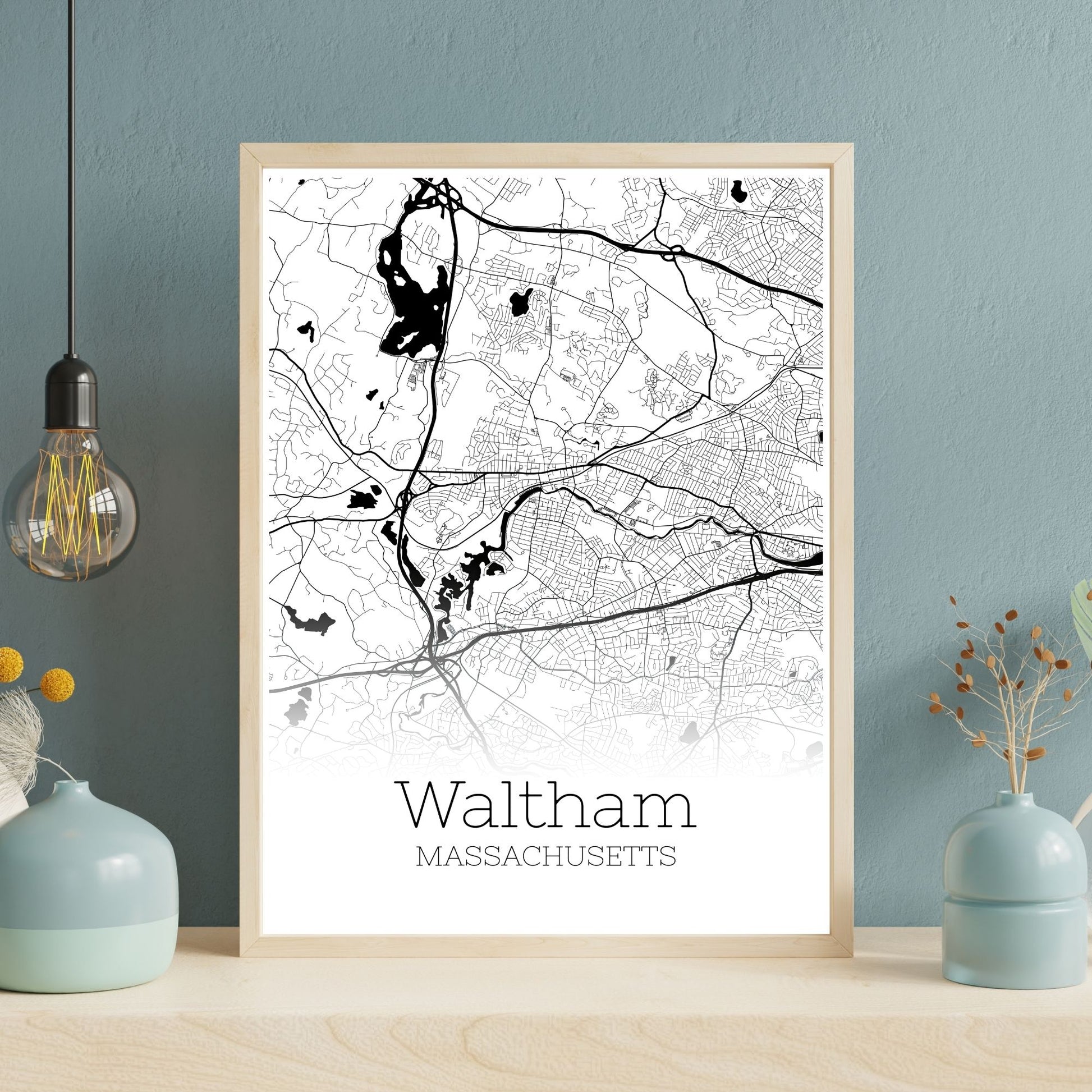 Waltham Massachusetts City Map Poster - GroovyGrove