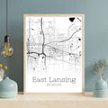 East Lansing Michigan City Map Poster - GroovyGrove