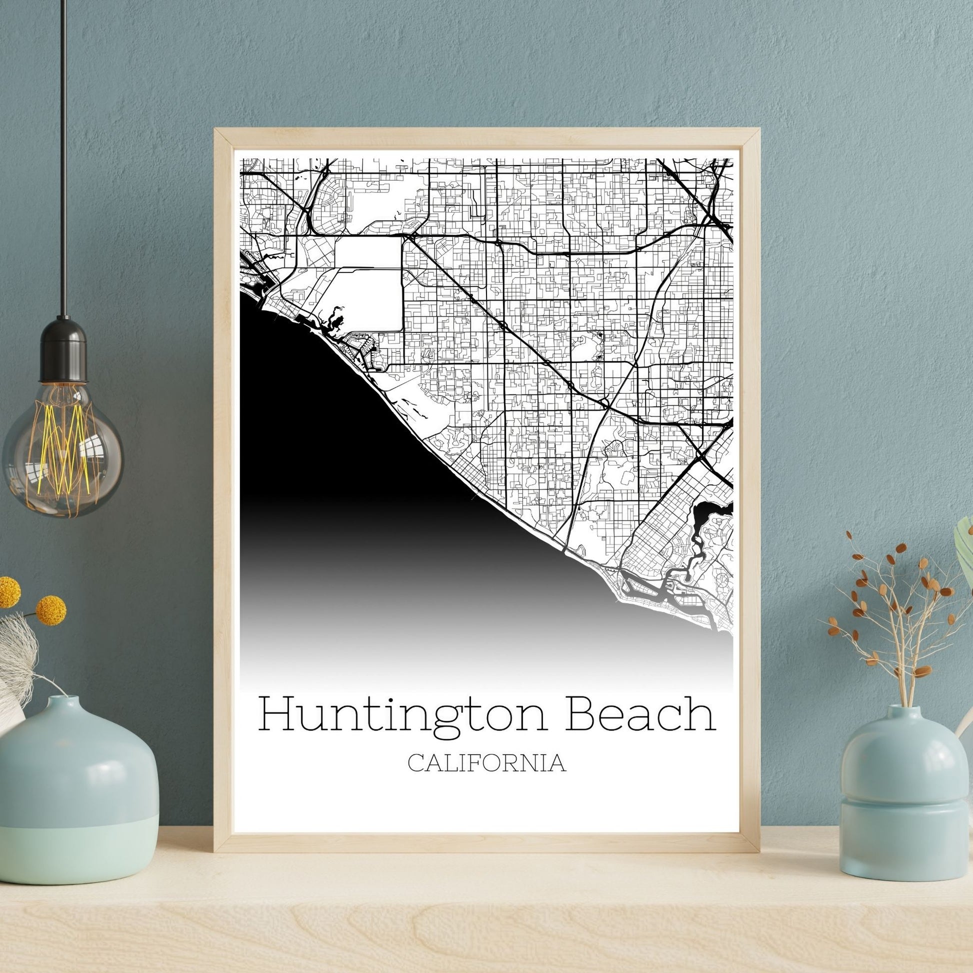 Huntington Beach California City Map Poster - GroovyGrove