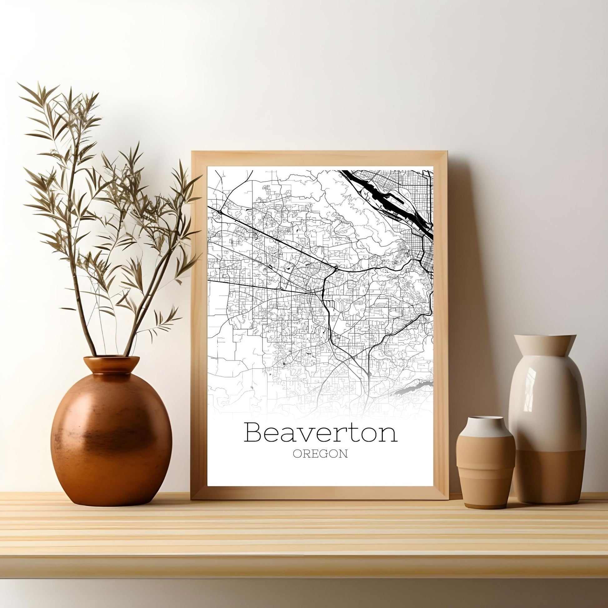 Beaverton Oregon City Map Poster - GroovyGrove