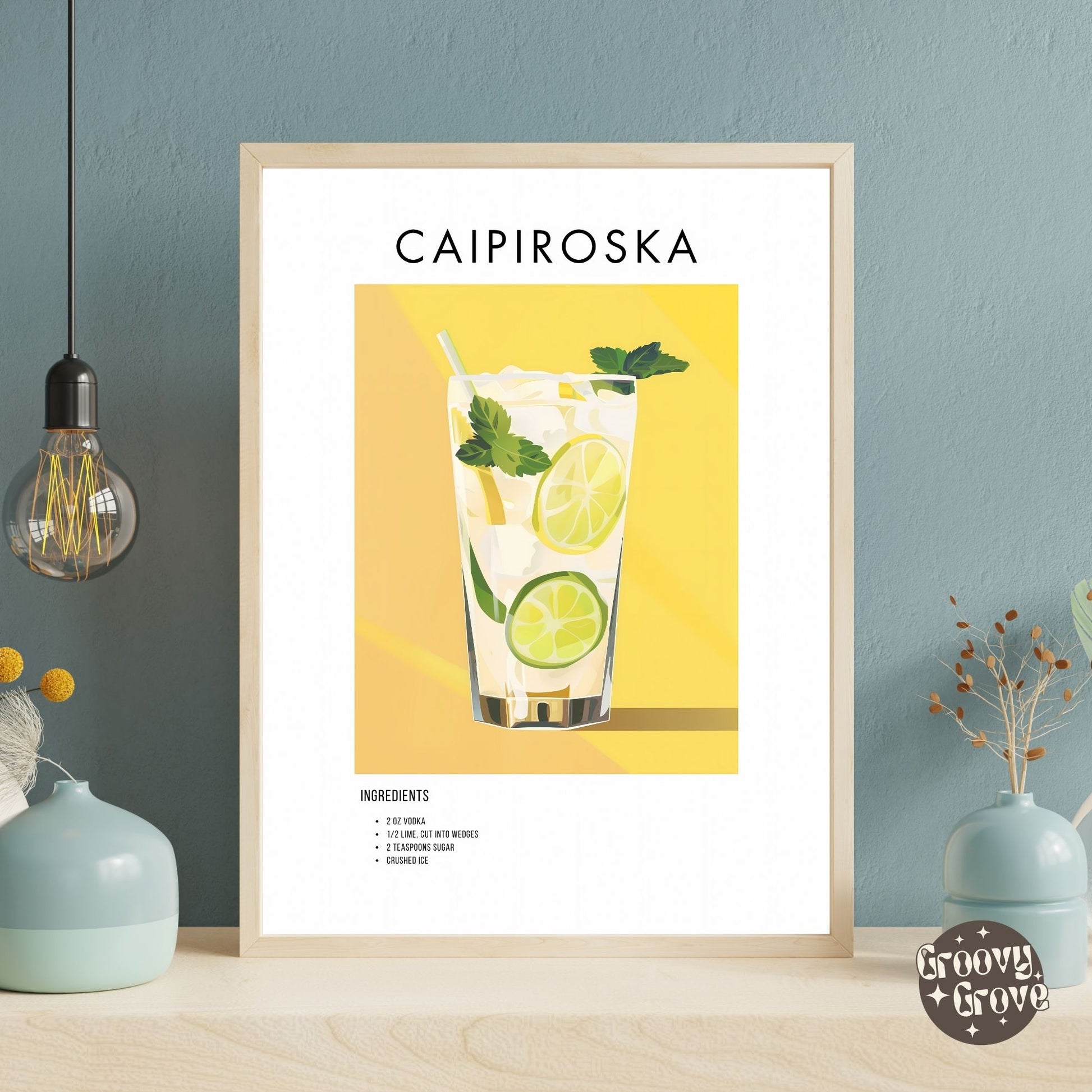 Caipiroska Retro Cocktail Poster - GroovyGrove