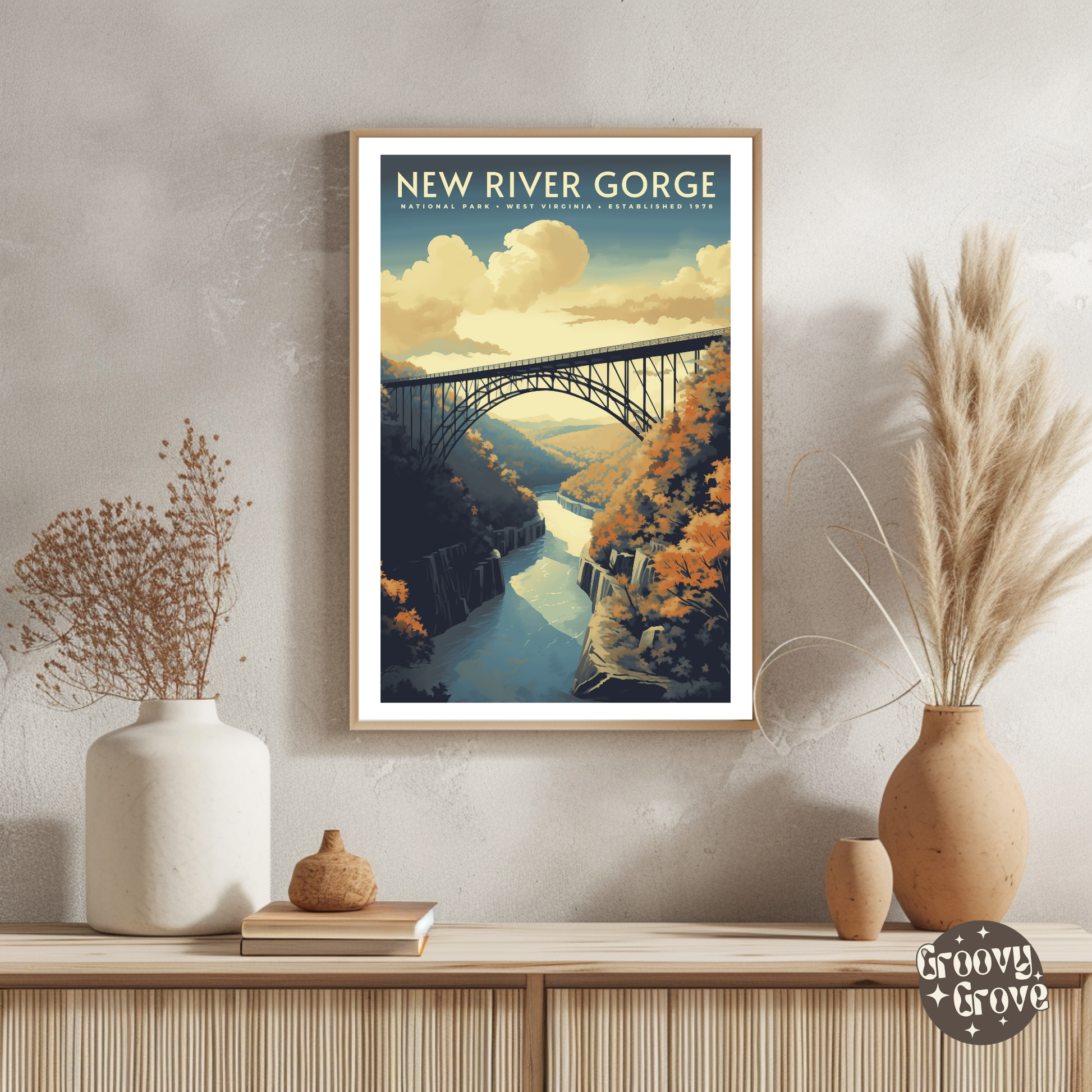 New River Gorge National Park Vintage Poster - GroovyGrove