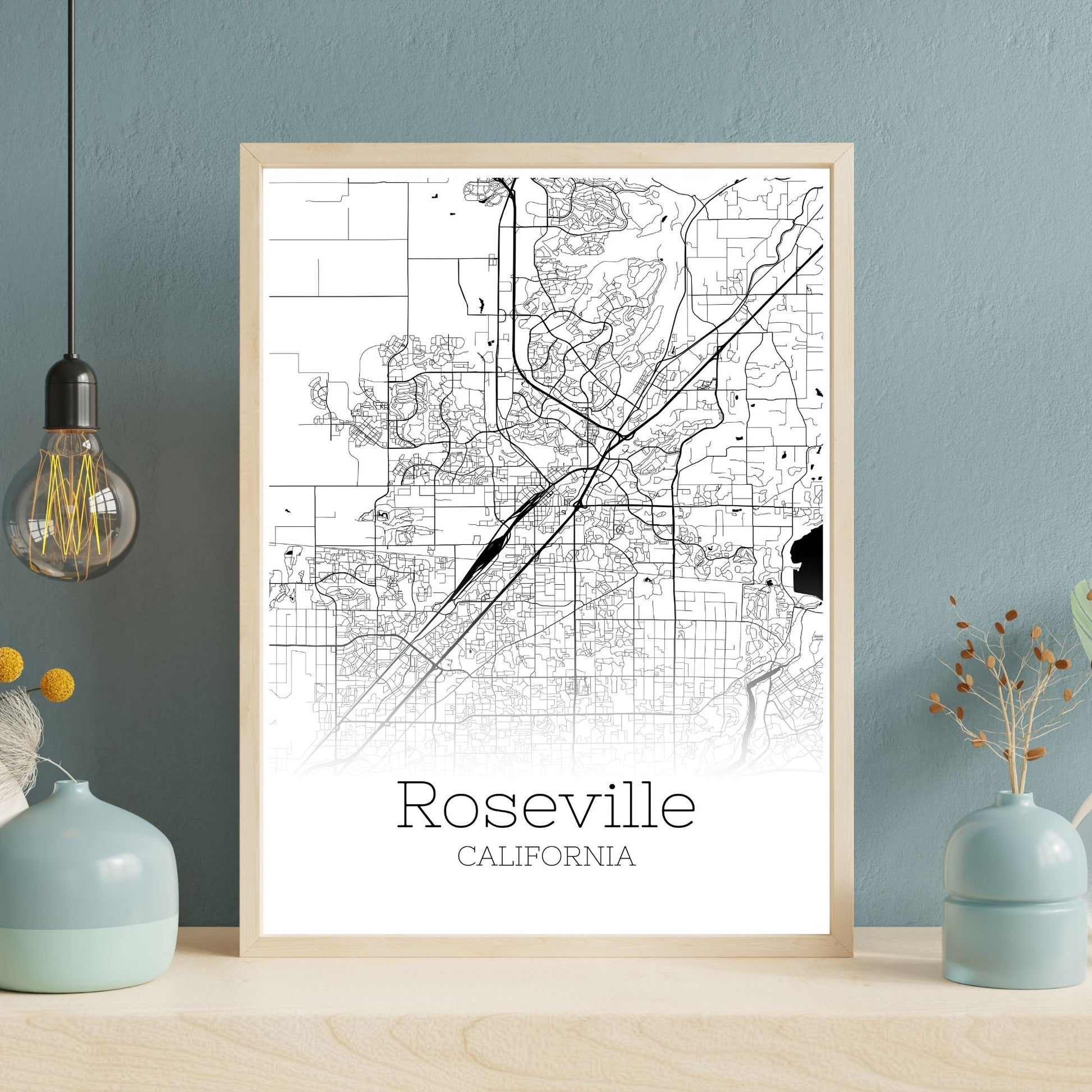 Roseville California City Map Poster - GroovyGrove