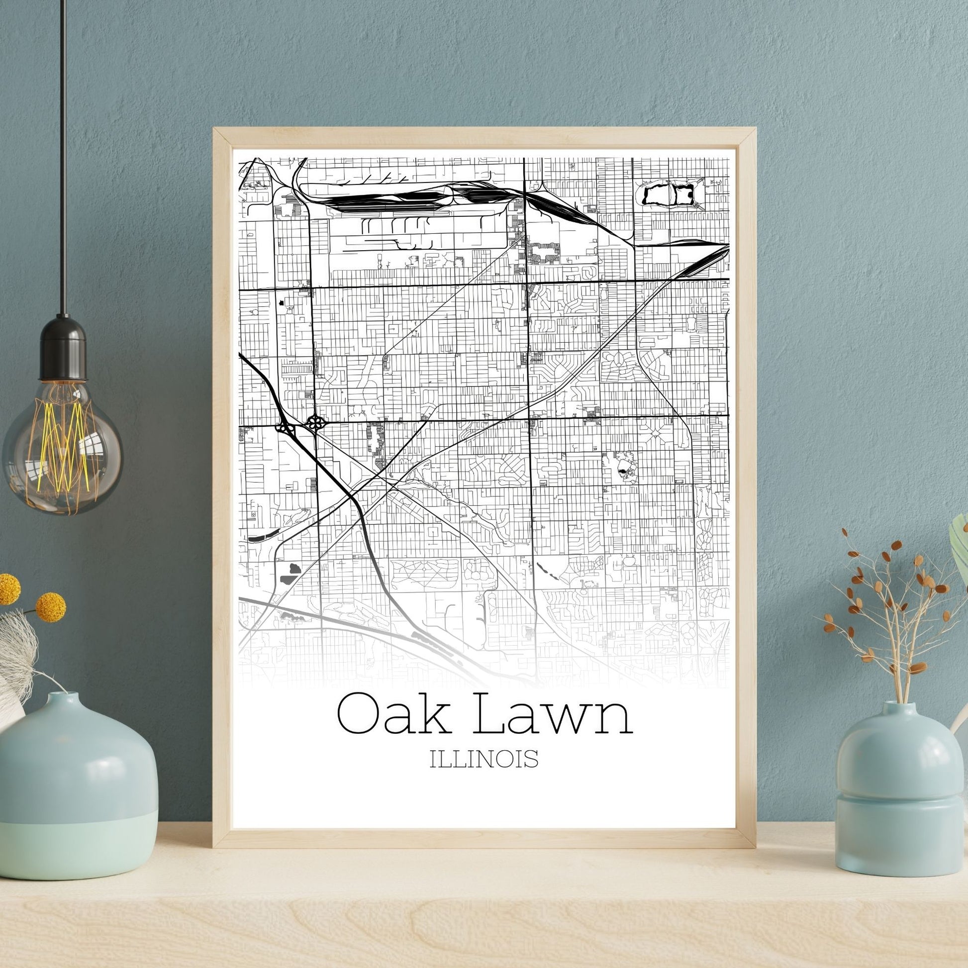 Oak Lawn Illinois City Map Poster - GroovyGrove