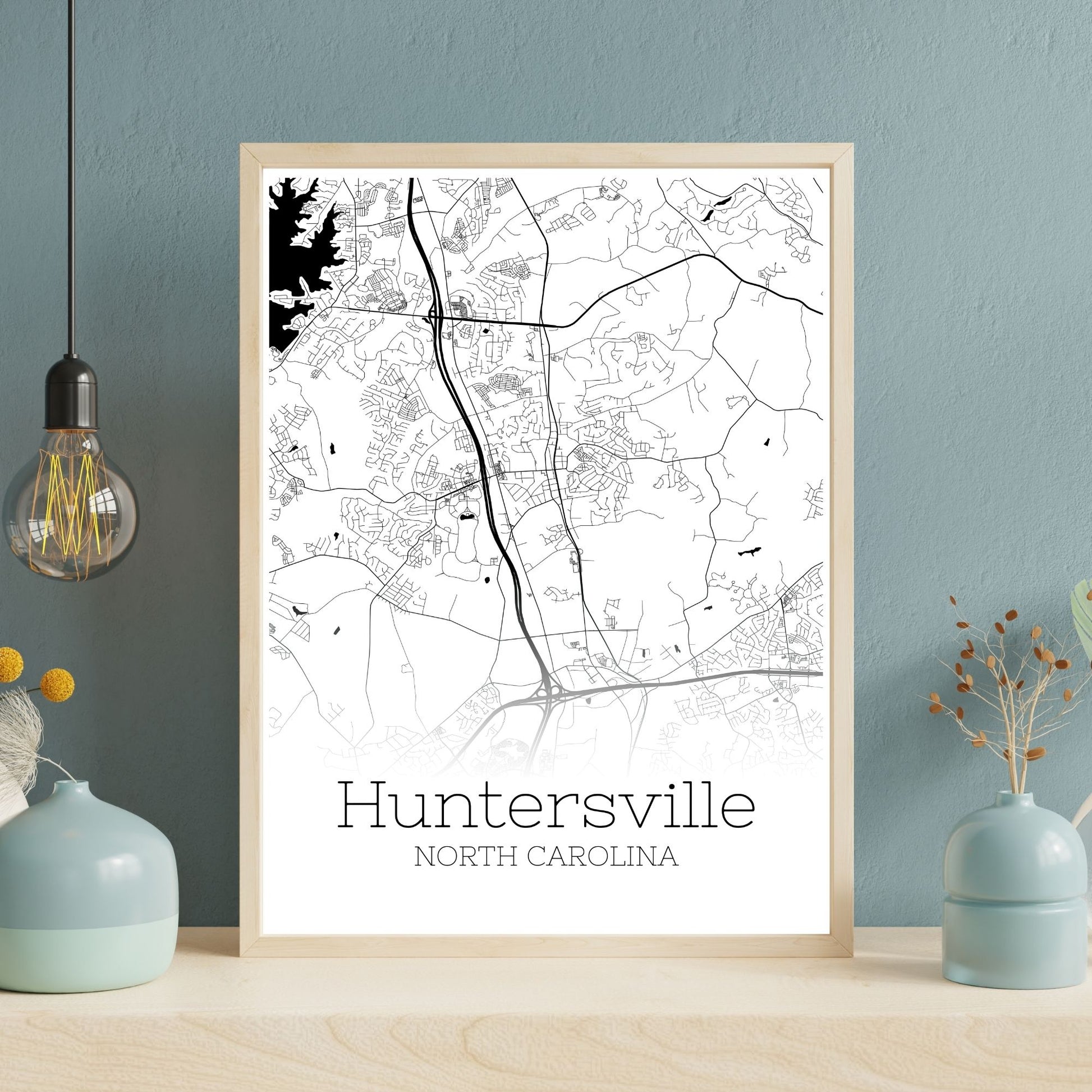 Huntersville North Carolina City Map Poster - GroovyGrove