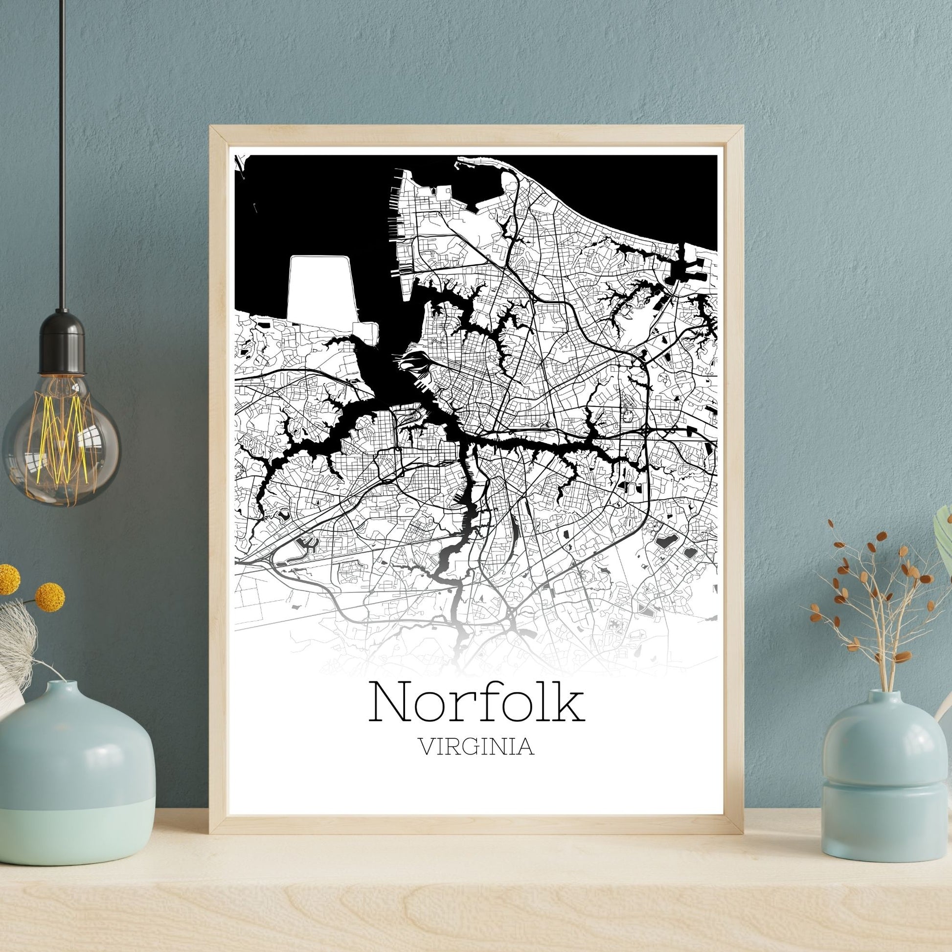 Norfolk Virginia City Map Poster - GroovyGrove