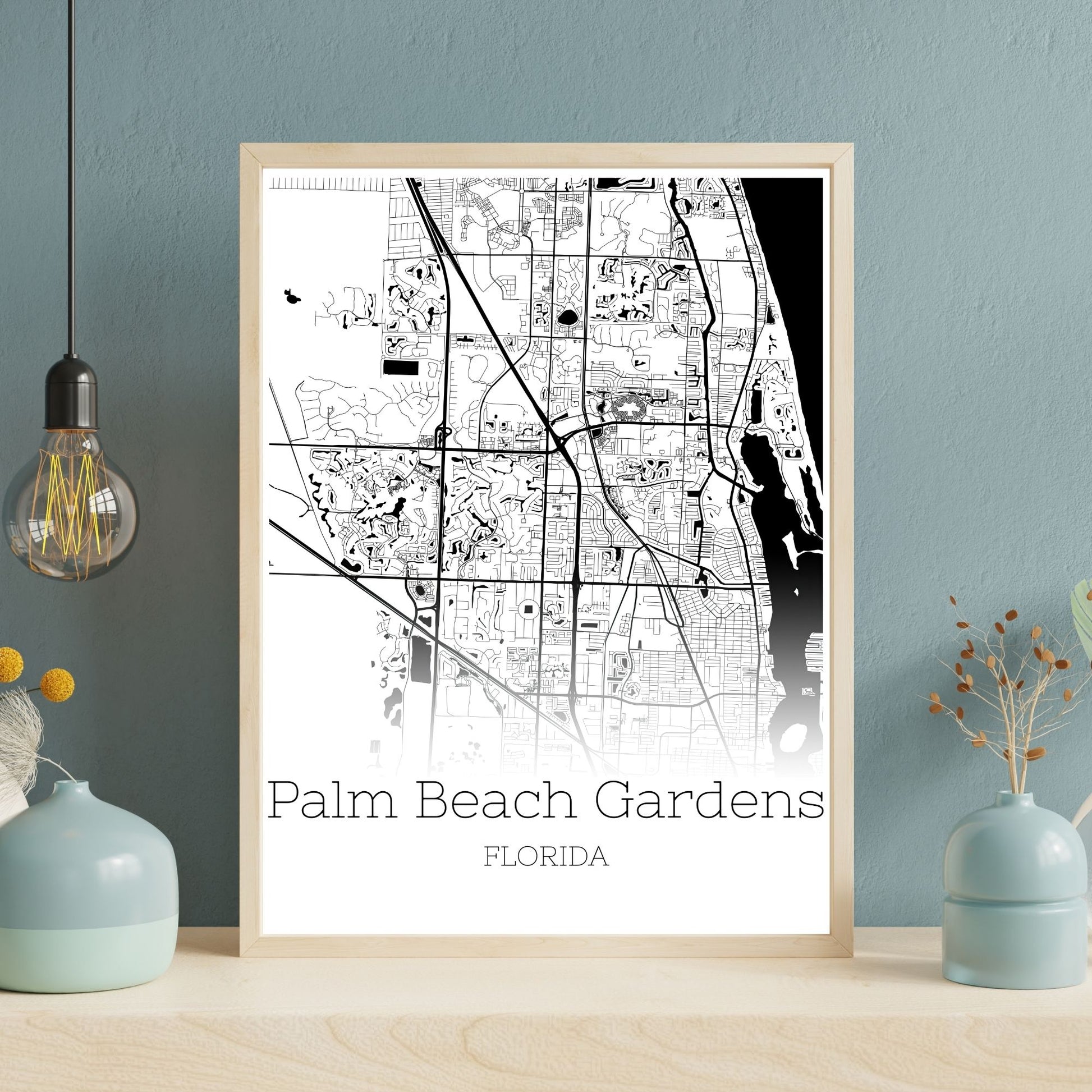 Palm Beach Gardens Florida City Map Poster - GroovyGrove