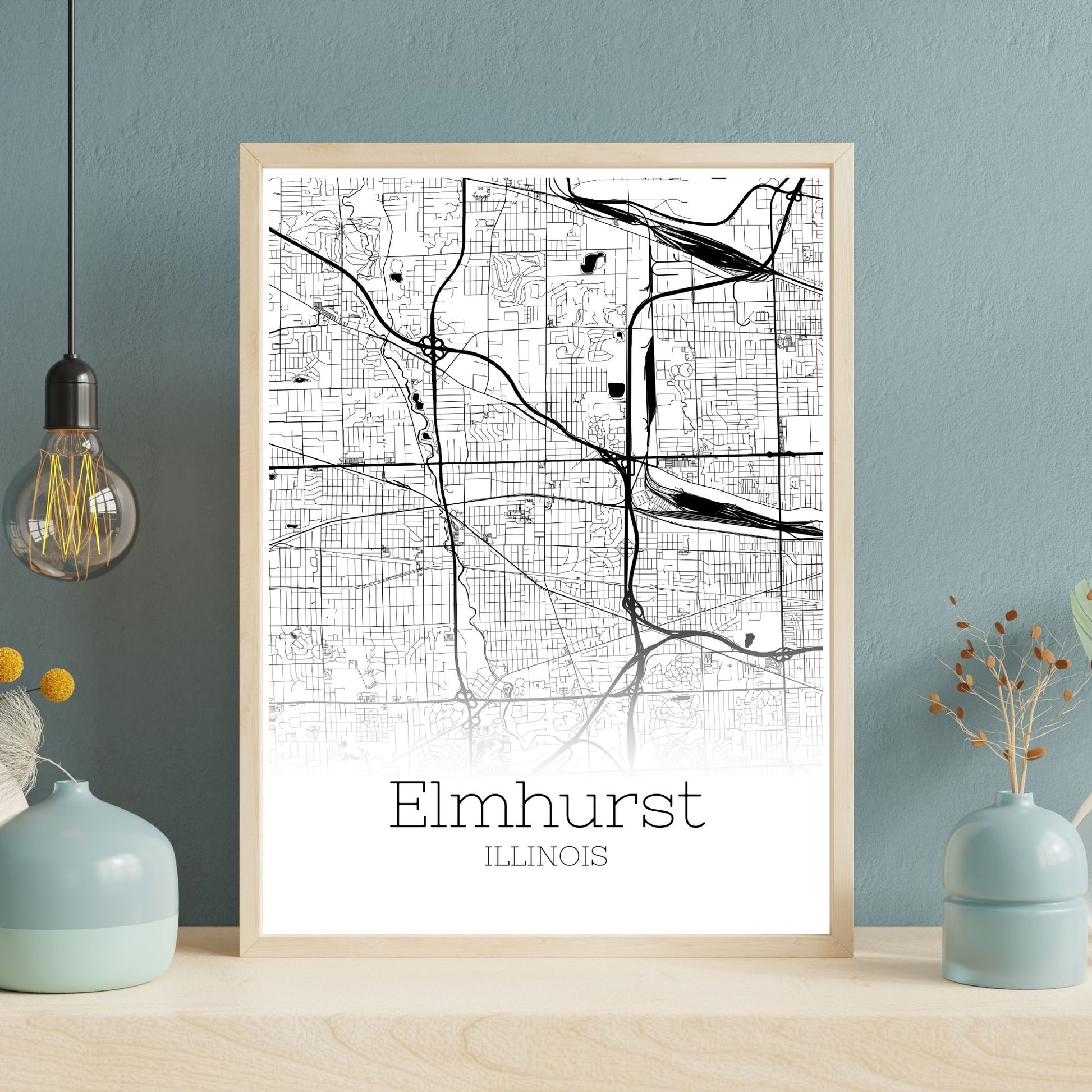 Elmhurst Illinois City Map Poster - GroovyGrove