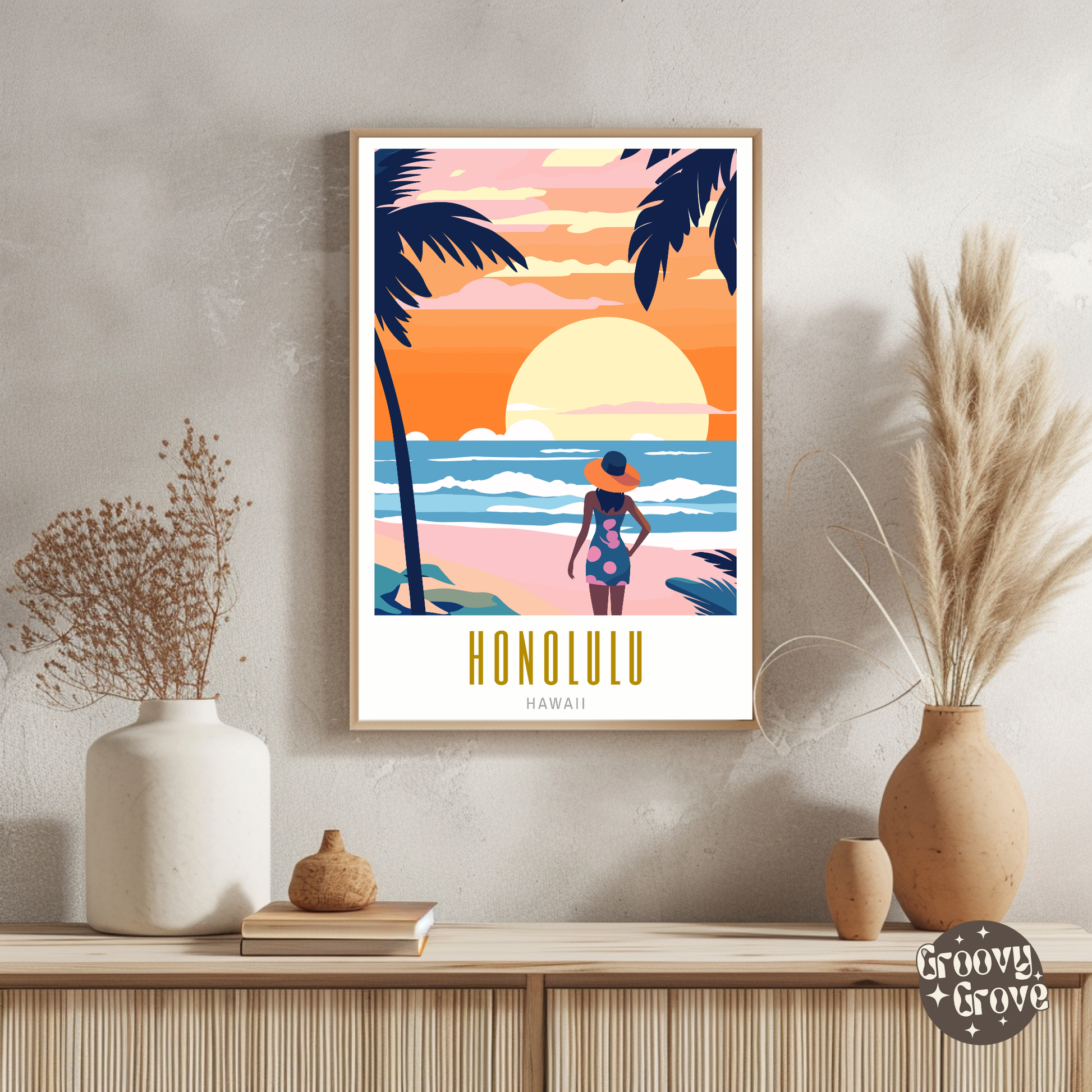 Honolulu Hawaii Poster - GroovyGrove