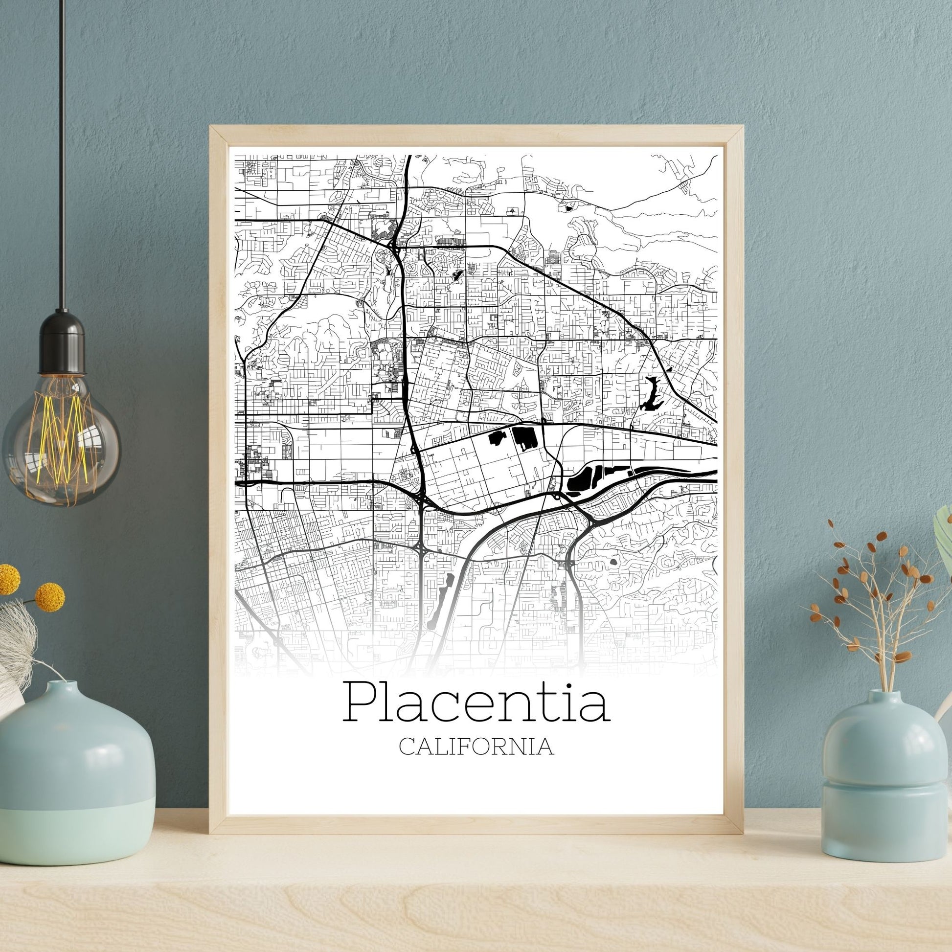 Placentia California City Map Poster - GroovyGrove