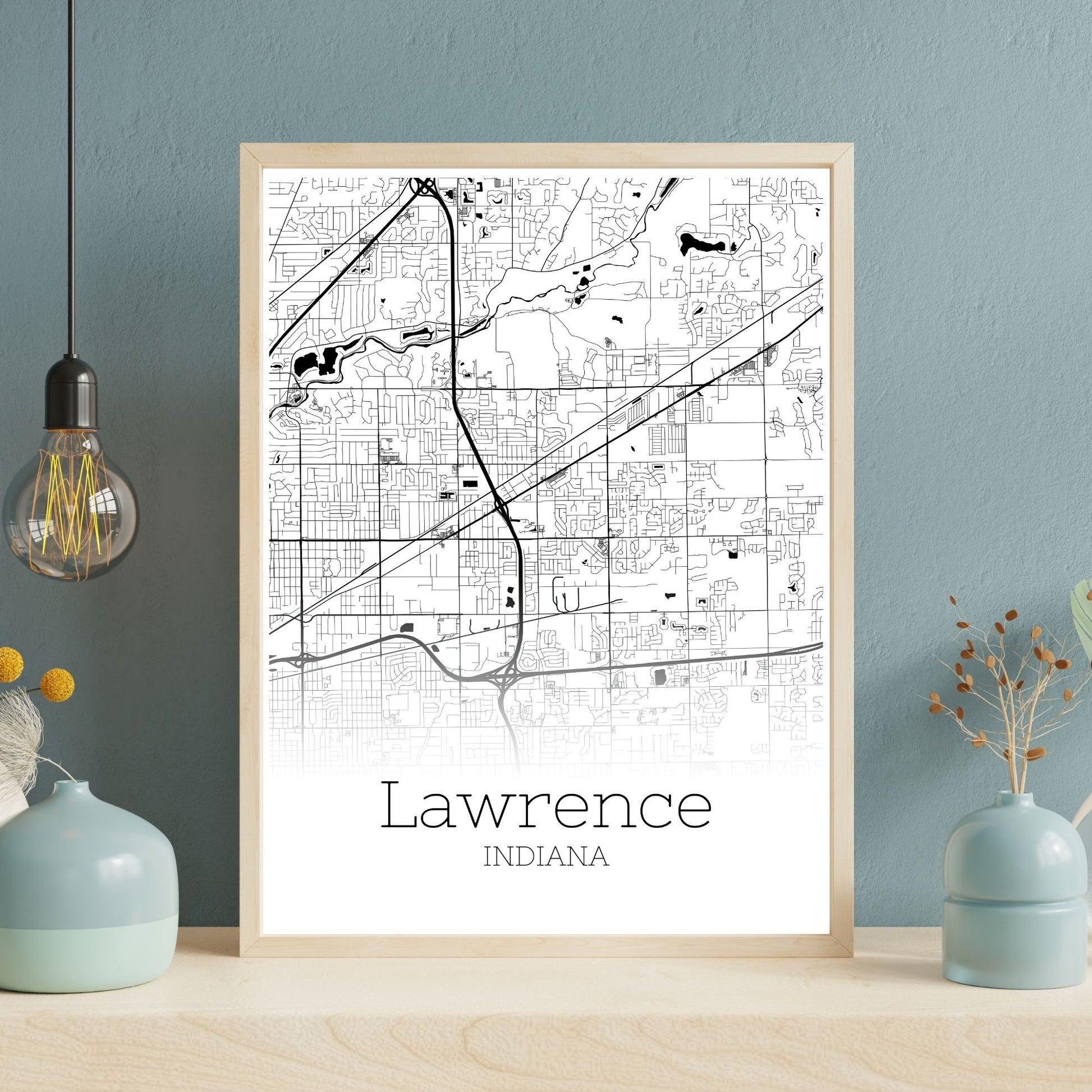 Lawrence Indiana City Map Poster - GroovyGrove