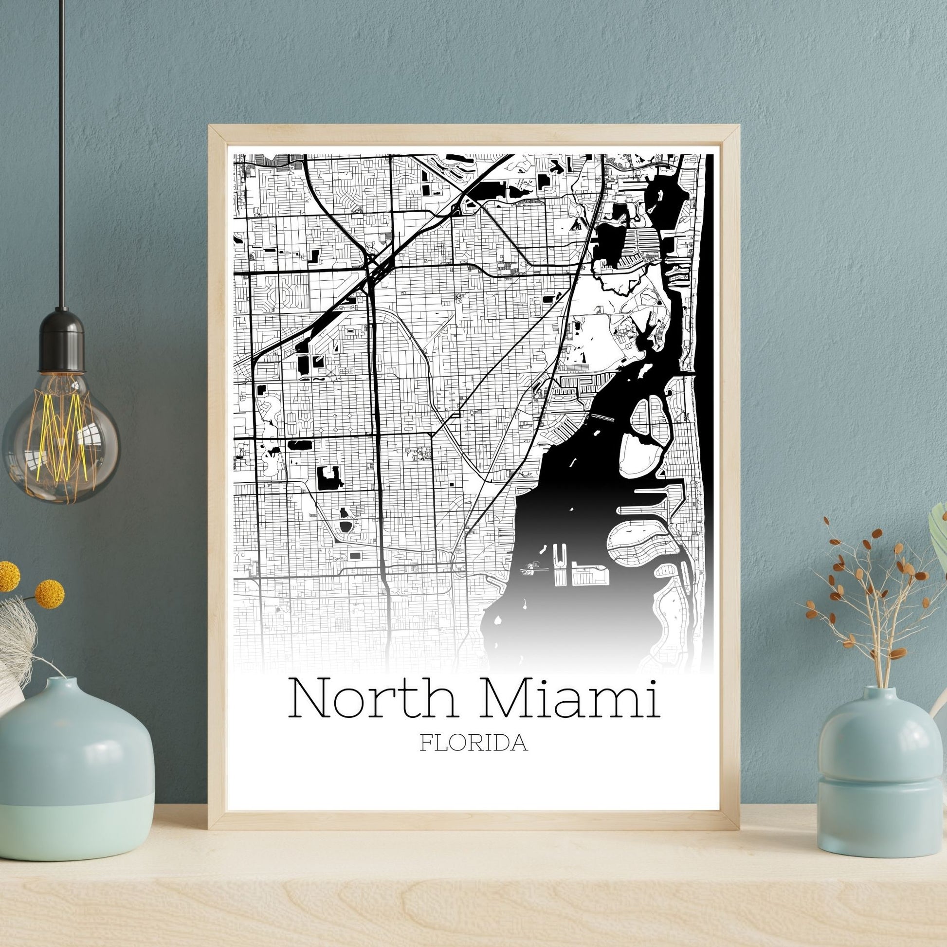 North Miami Florida City Map Poster - GroovyGrove