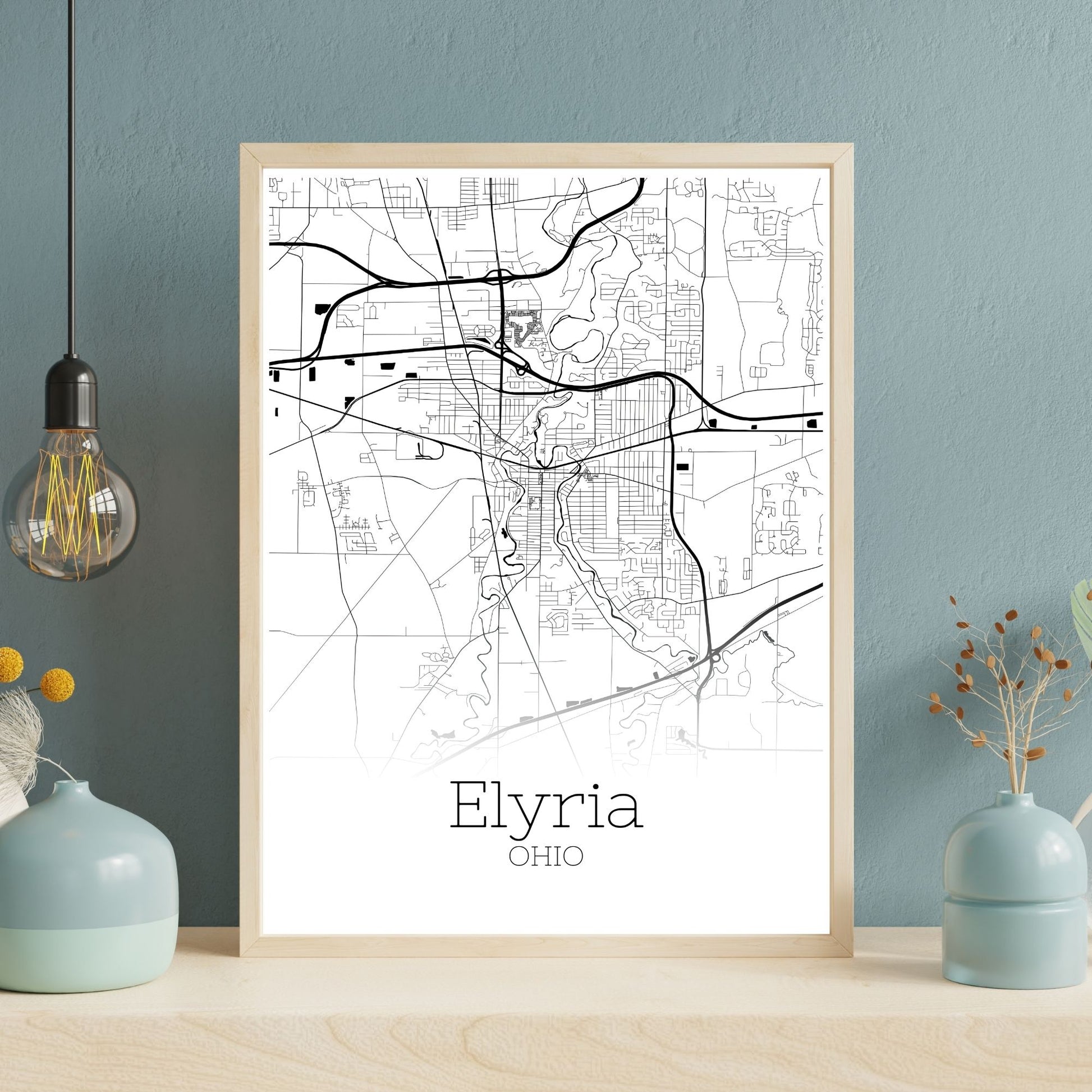 Elyria Ohio City Map Poster - GroovyGrove