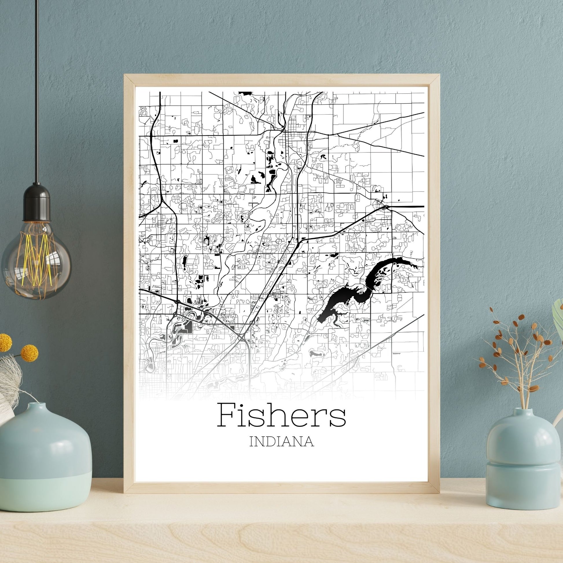 Fishers Indiana City Map Poster - GroovyGrove