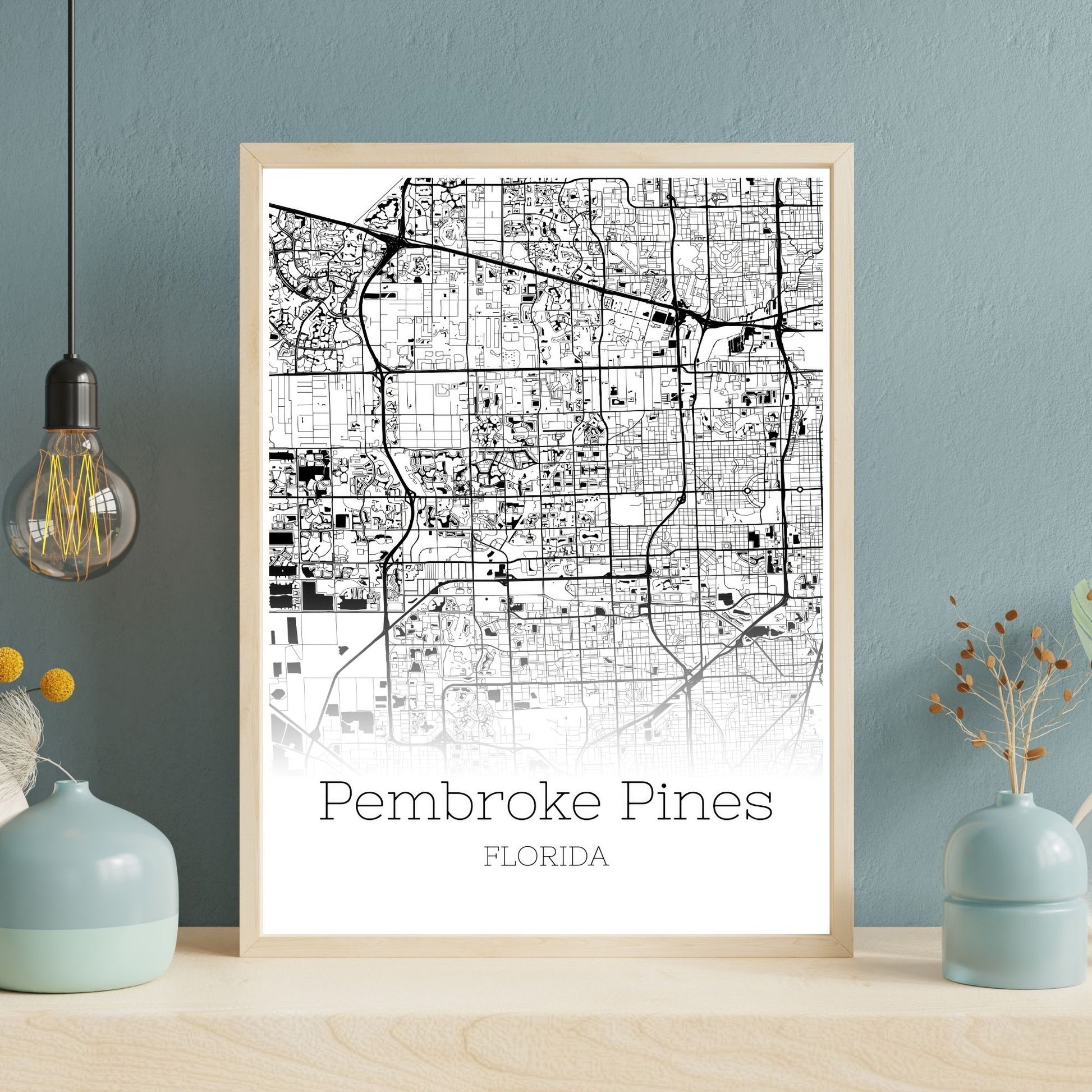 Pembroke Pines Florida City Map Poster - GroovyGrove