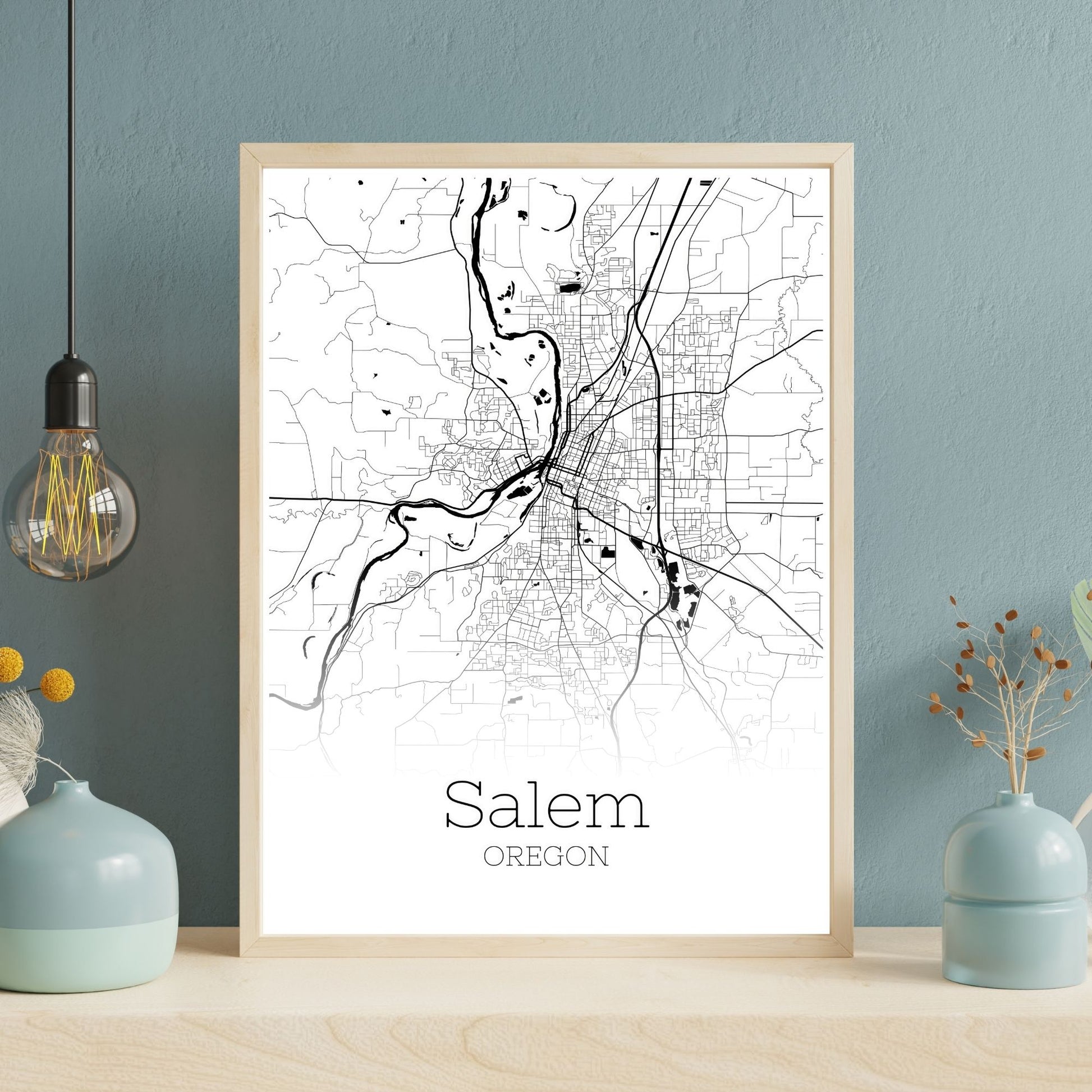 Salem Oregon City Map Poster - GroovyGrove