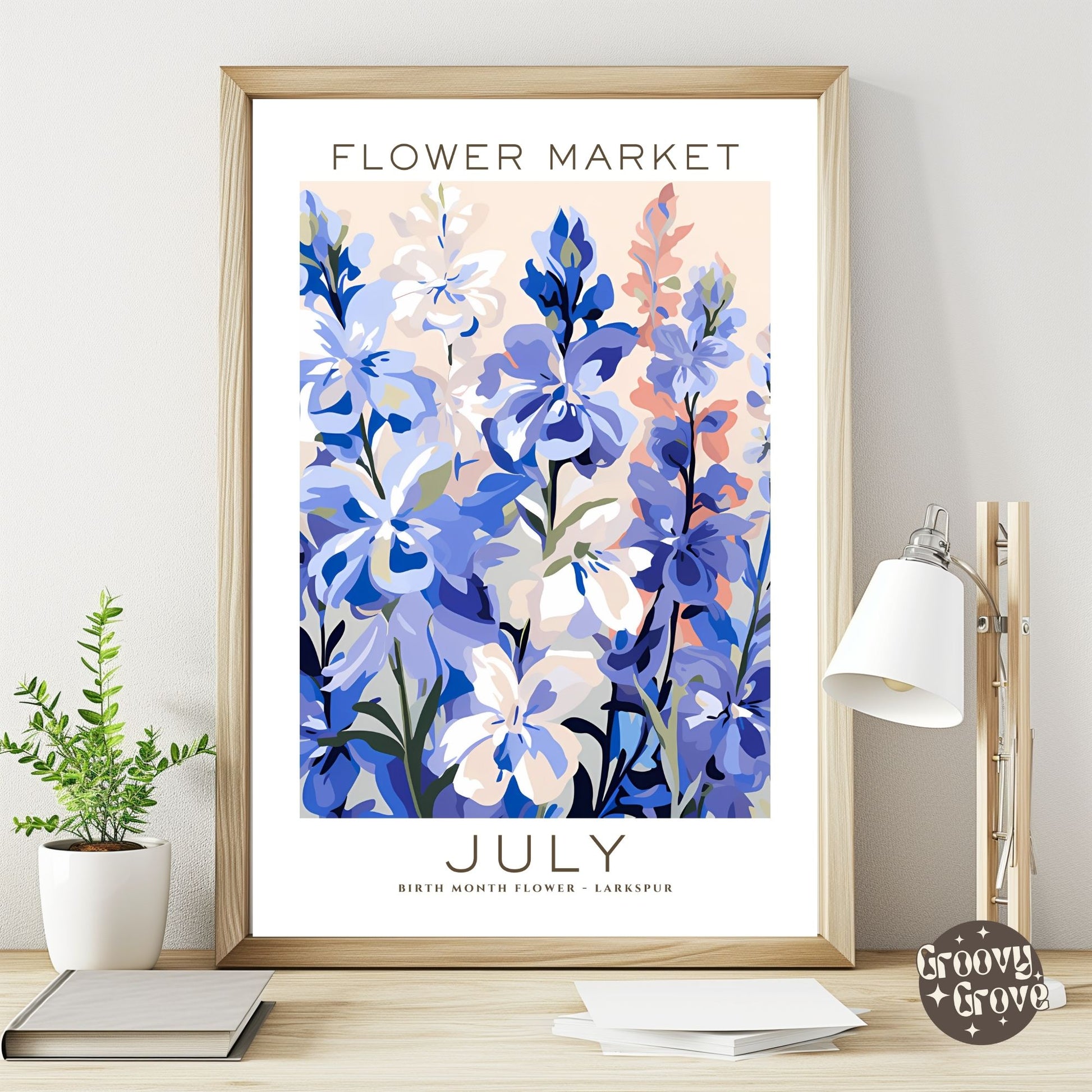 July Birthday Flower Market Poster - GroovyGrove