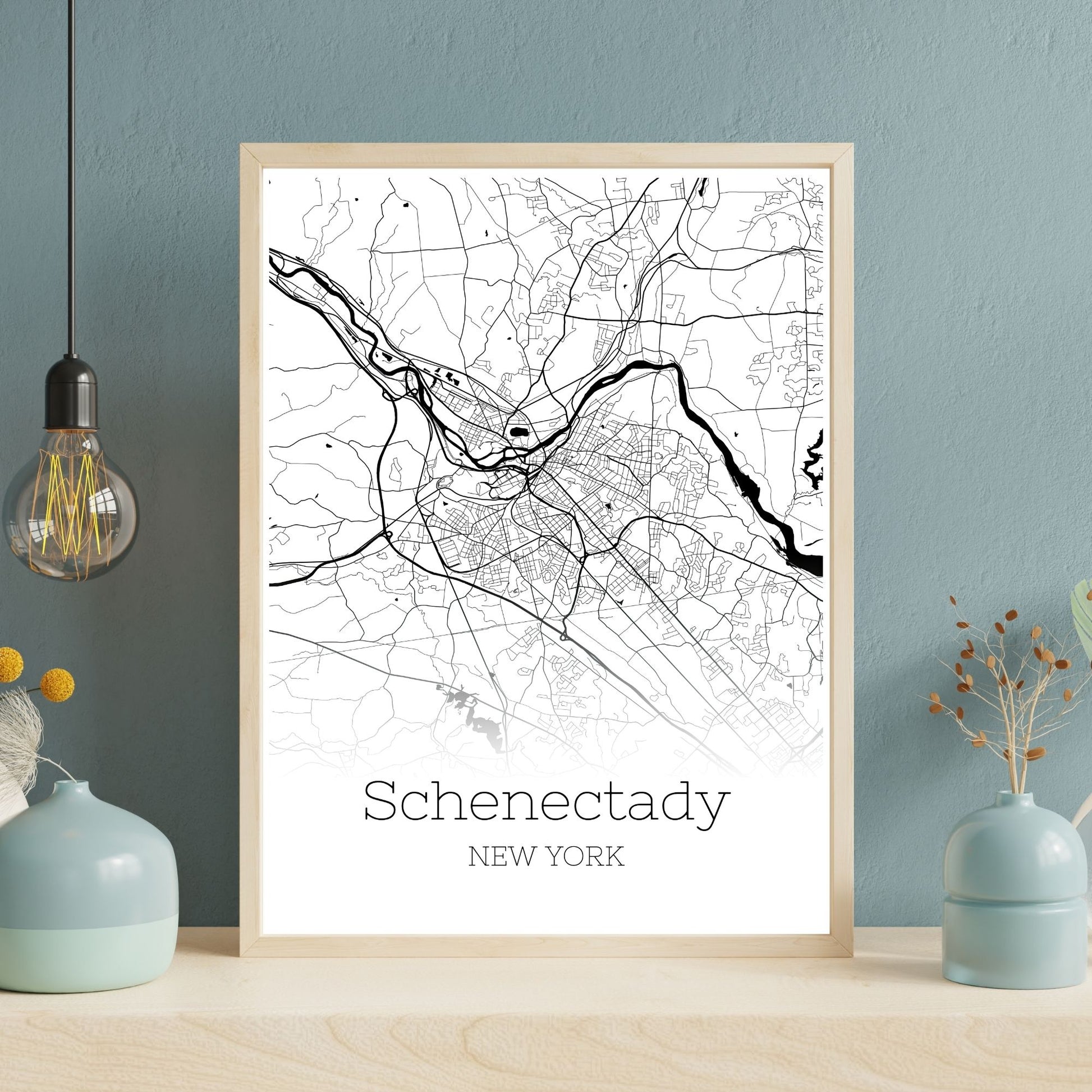 Schenectady New York City Map Poster - GroovyGrove