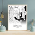 Rowlett Texas City Map Poster - GroovyGrove